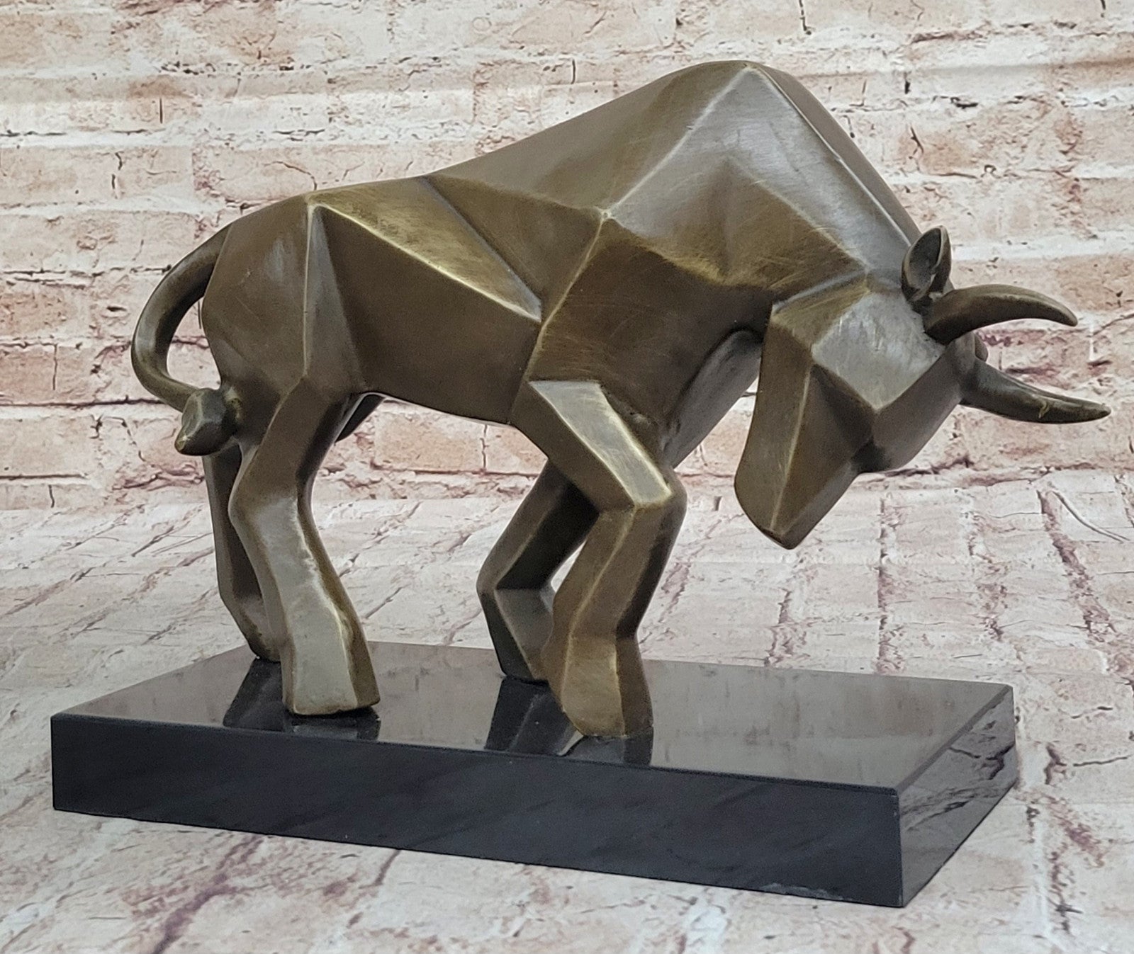 Fransisci Abstract Bull Bronze Sculpture Mid-Century Modern Office Statue