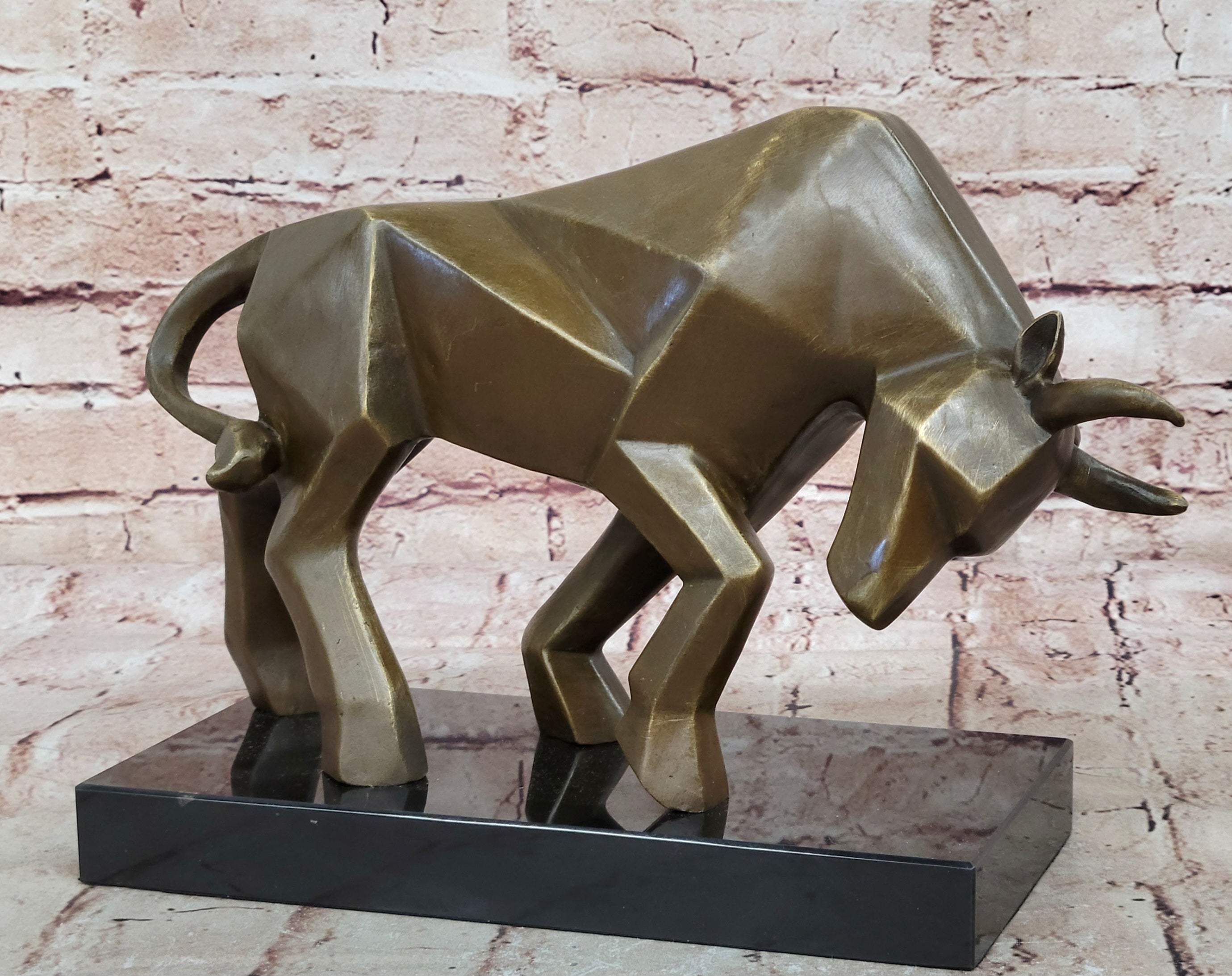 Fransisci Abstract Bull Bronze Sculpture Mid-Century Modern Office Statue