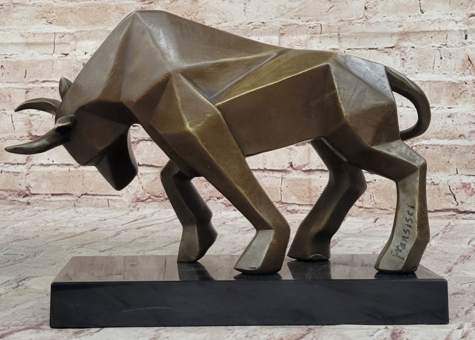 Fransisci Abstract Bull Bronze Sculpture Mid-Century Modern Office Statue