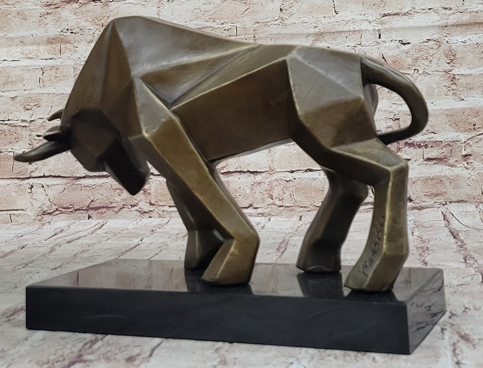 Fransisci Abstract Bull Bronze Sculpture Mid-Century Modern Office Statue