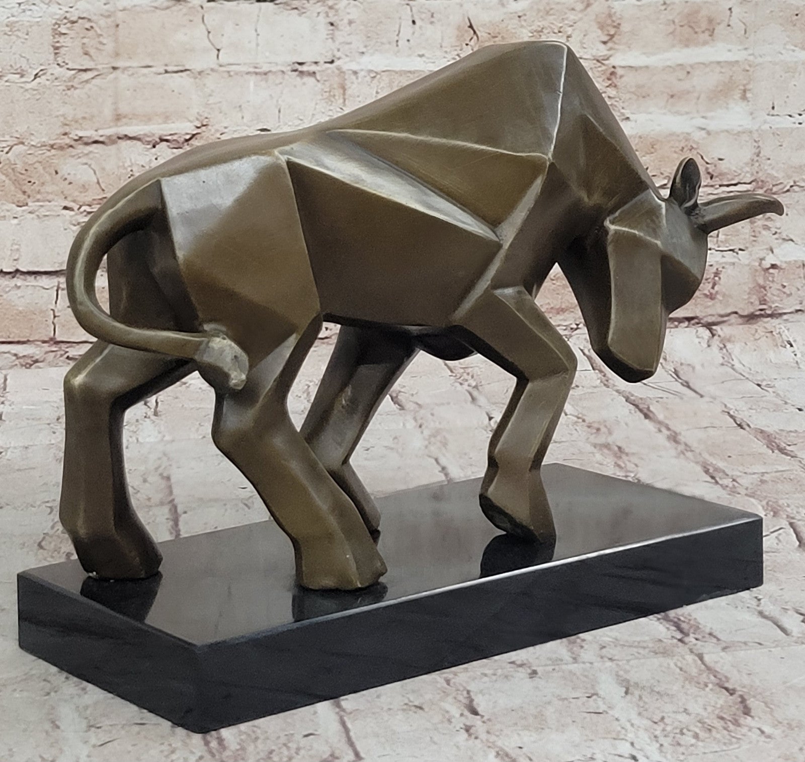 Fransisci Abstract Bull Bronze Sculpture Mid-Century Modern Office Statue