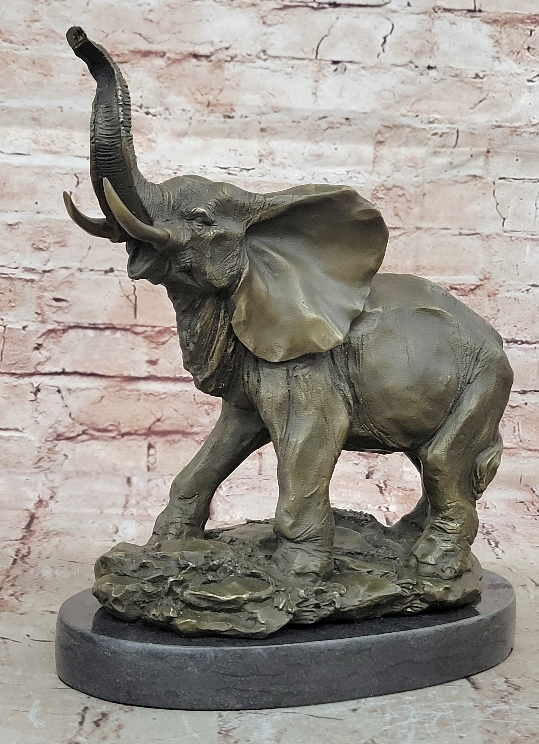 14"Chinese Art Bronze sculpture Proboscidea Elephant King of forest Statue