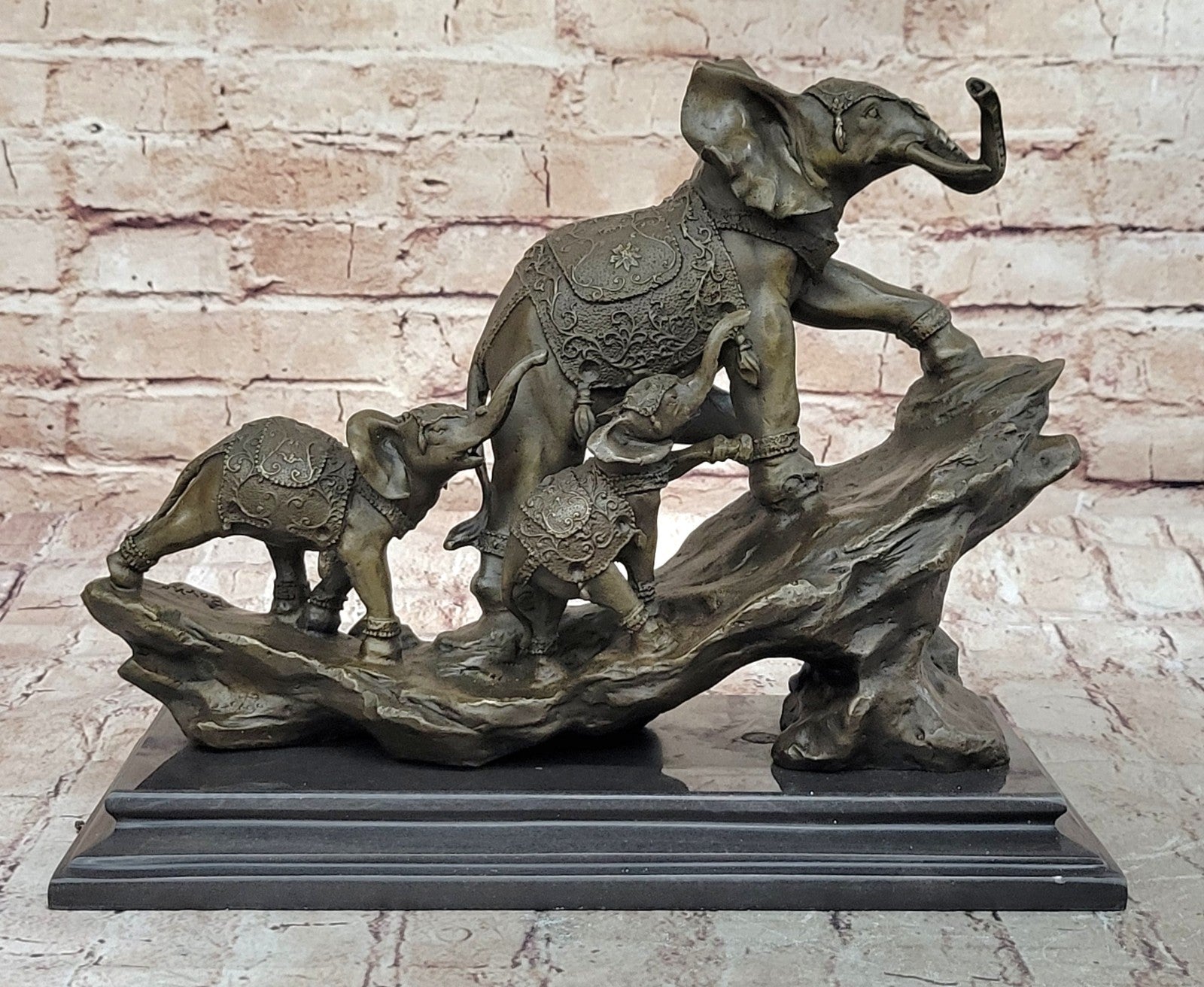 Museum Quality Elephant Family Bronze Sculpture | Artistic Wildlife Statue Sale