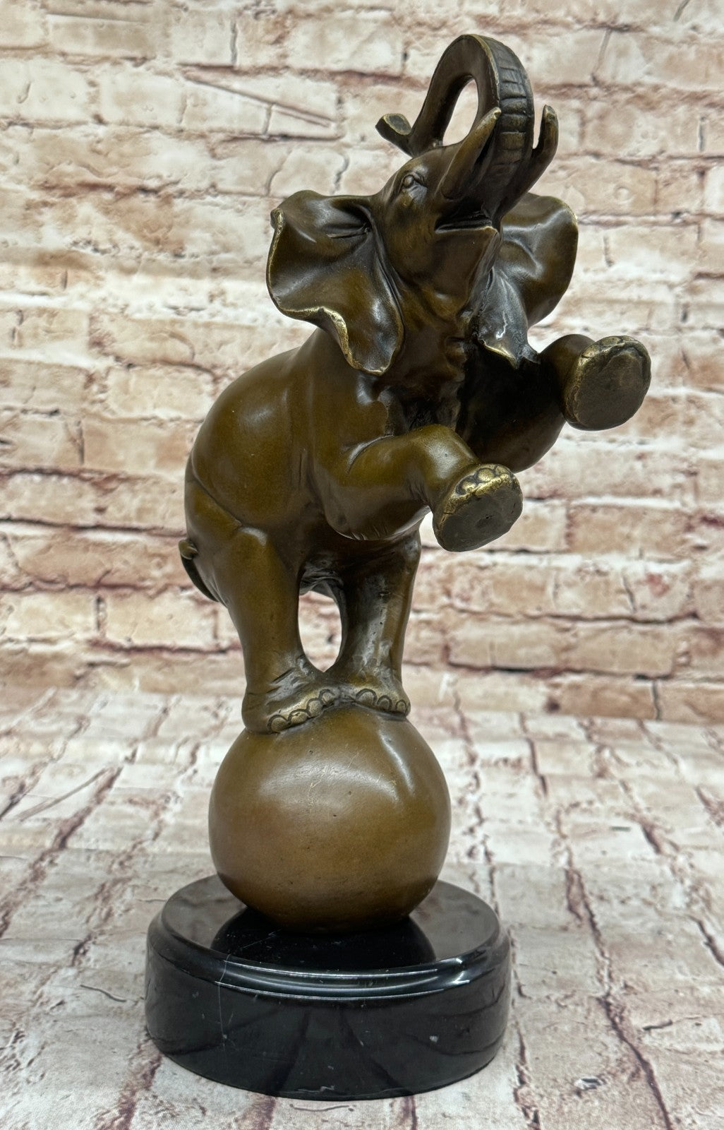 Solid Genuine Bronze Sculpture Bull Elephant by Bugatti Hand Made Figure Gift