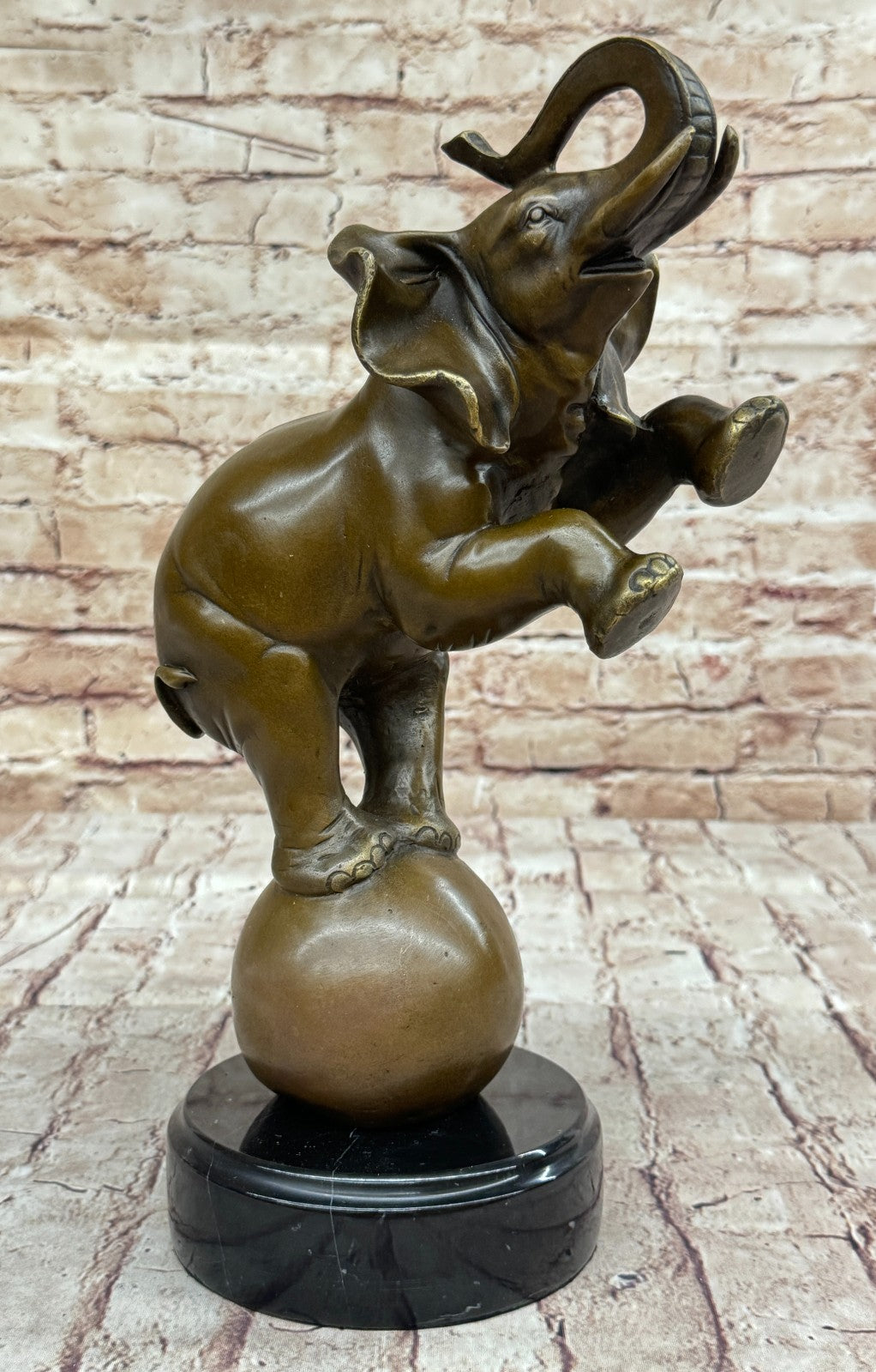 Solid Genuine Bronze Sculpture Bull Elephant by Bugatti Hand Made Figure Gift