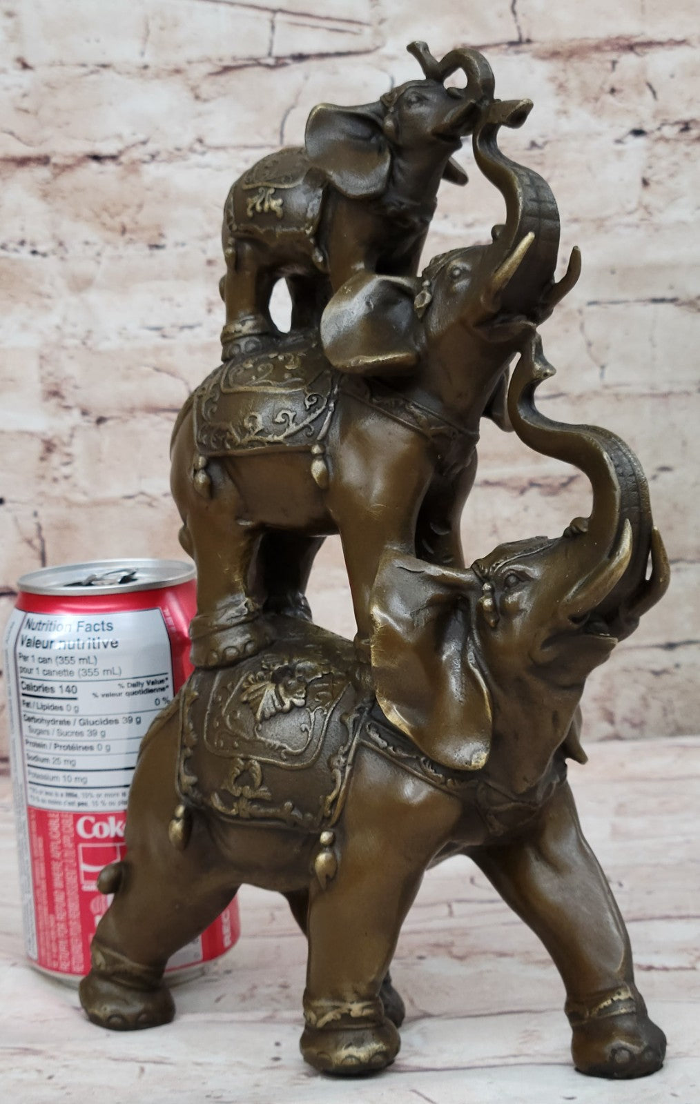 Circus Elephants Family Statue  Acrobatic Elephant Act Auspicious Noble Safari Animals