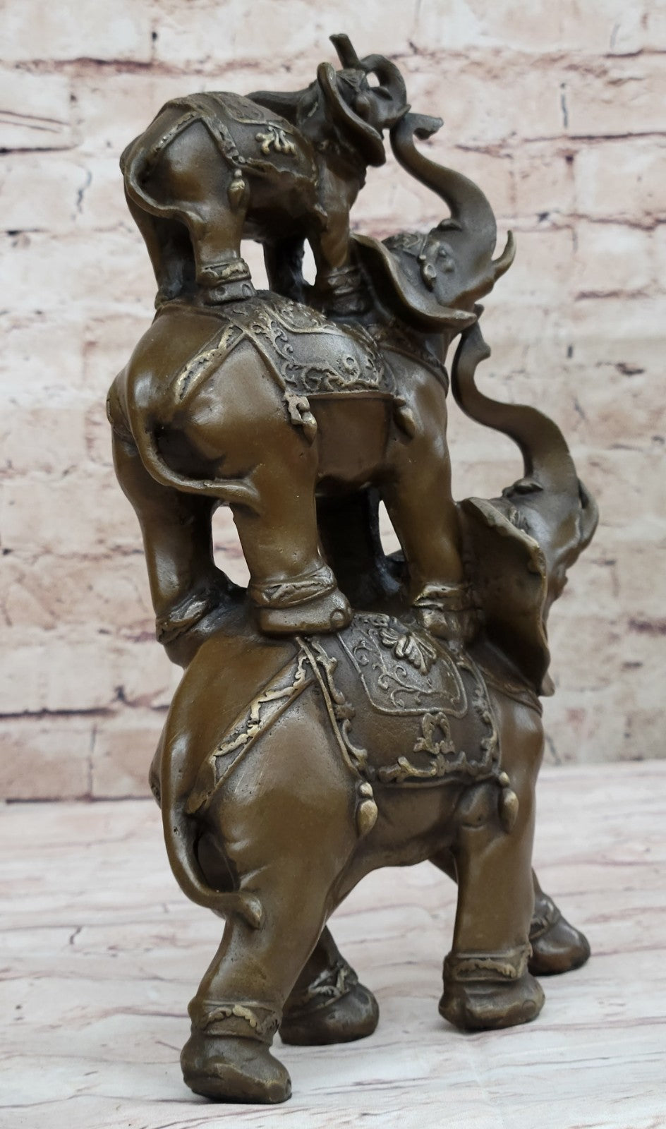 Circus Elephants Family Statue  Acrobatic Elephant Act Auspicious Noble Safari Animals