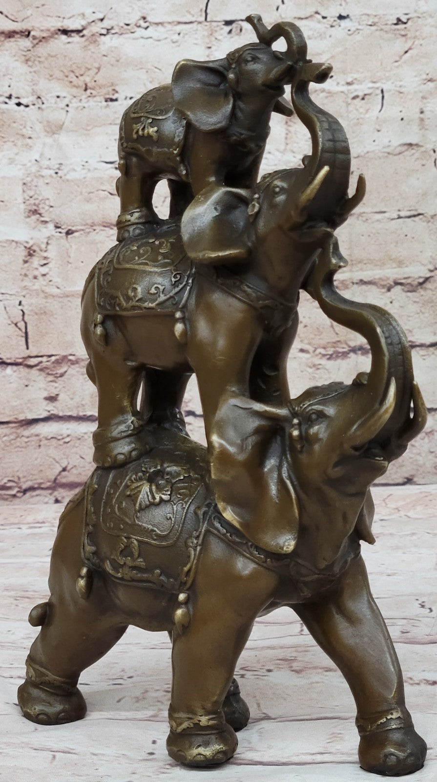 Circus Elephants Family Statue  Acrobatic Elephant Act Auspicious Noble Safari Animals