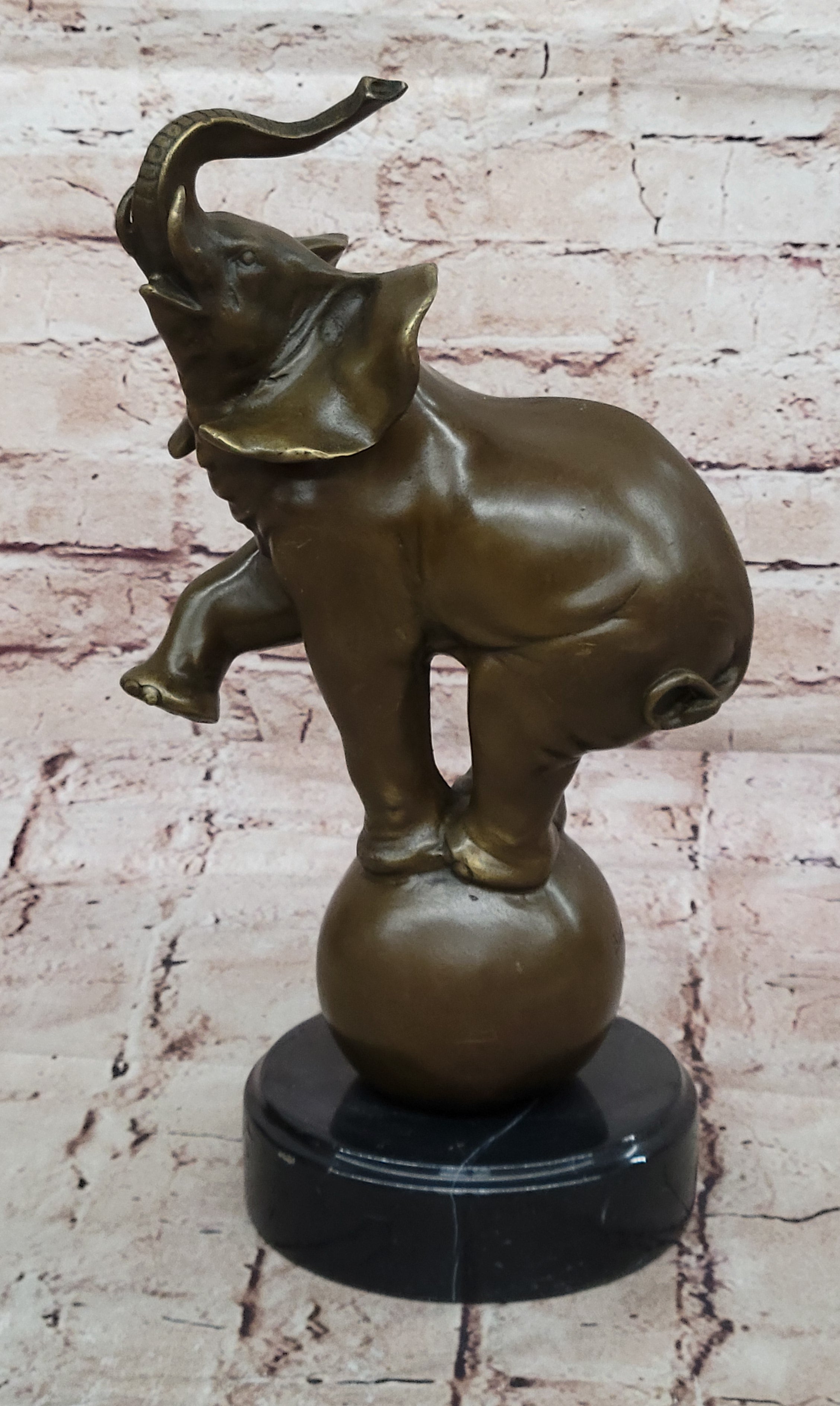 Abstract Modern Art Signed Bugatti Elephant Book End Bookend Bronze Statue