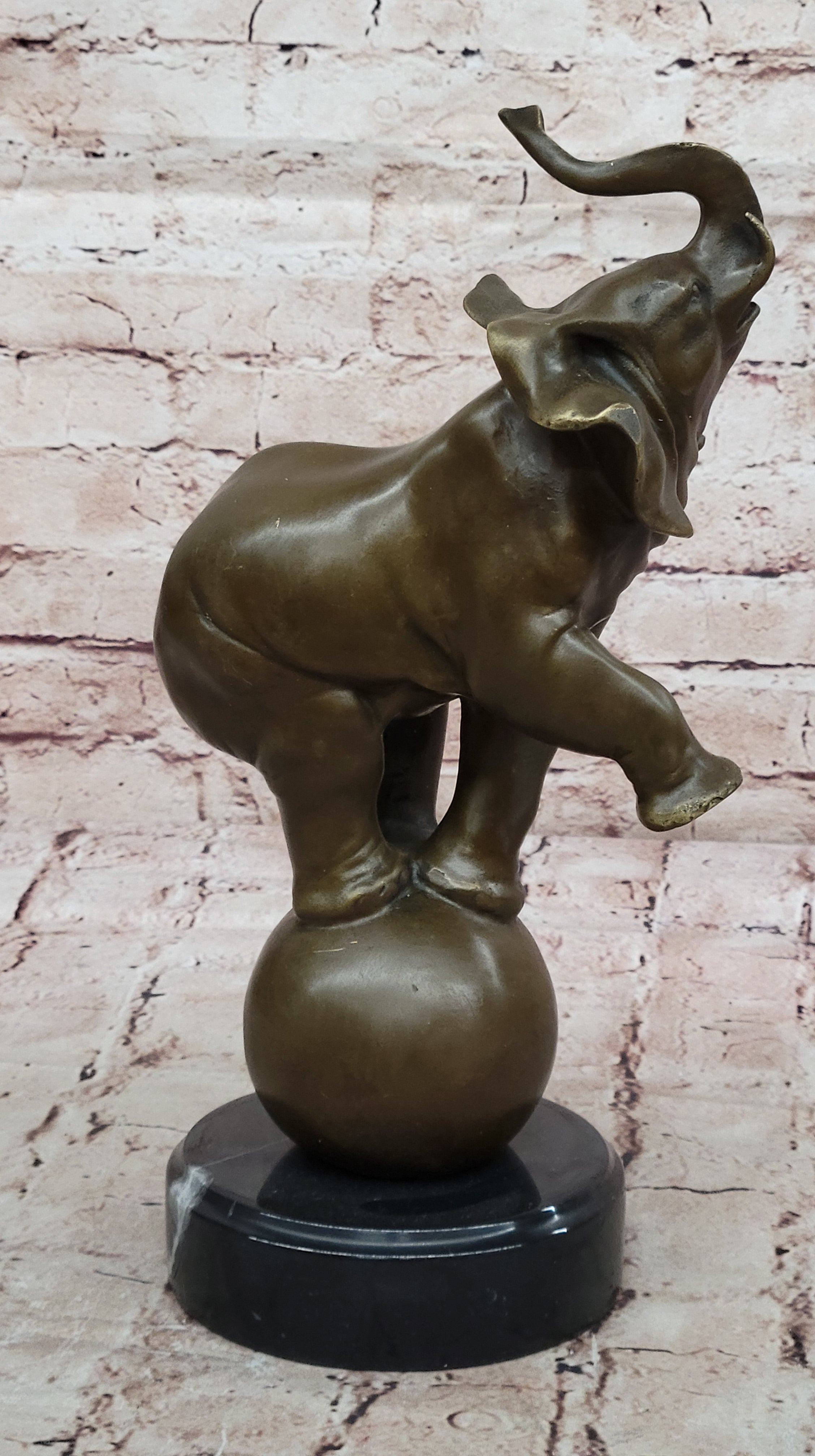 Abstract Modern Art Signed Bugatti Elephant Book End Bookend Bronze Statue