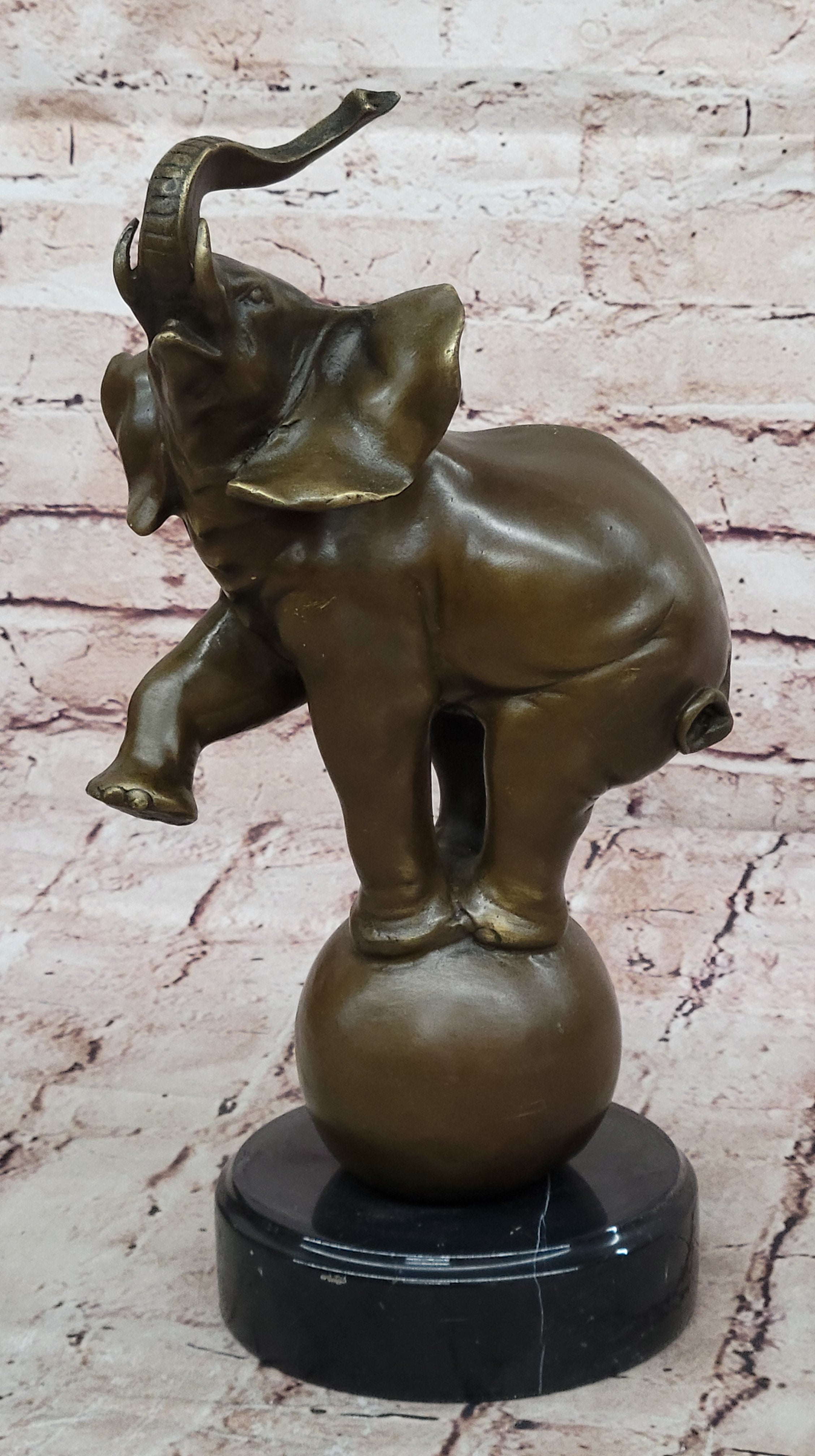 Abstract Modern Art Signed Bugatti Elephant Book End Bookend Bronze Statue