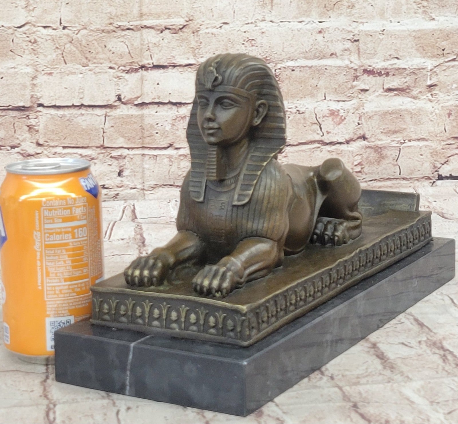 VINTAGE LARGE FABULOUS SPHINX BRONZE STATUES EGYPTIAN PHAROAH LION HAND MADE