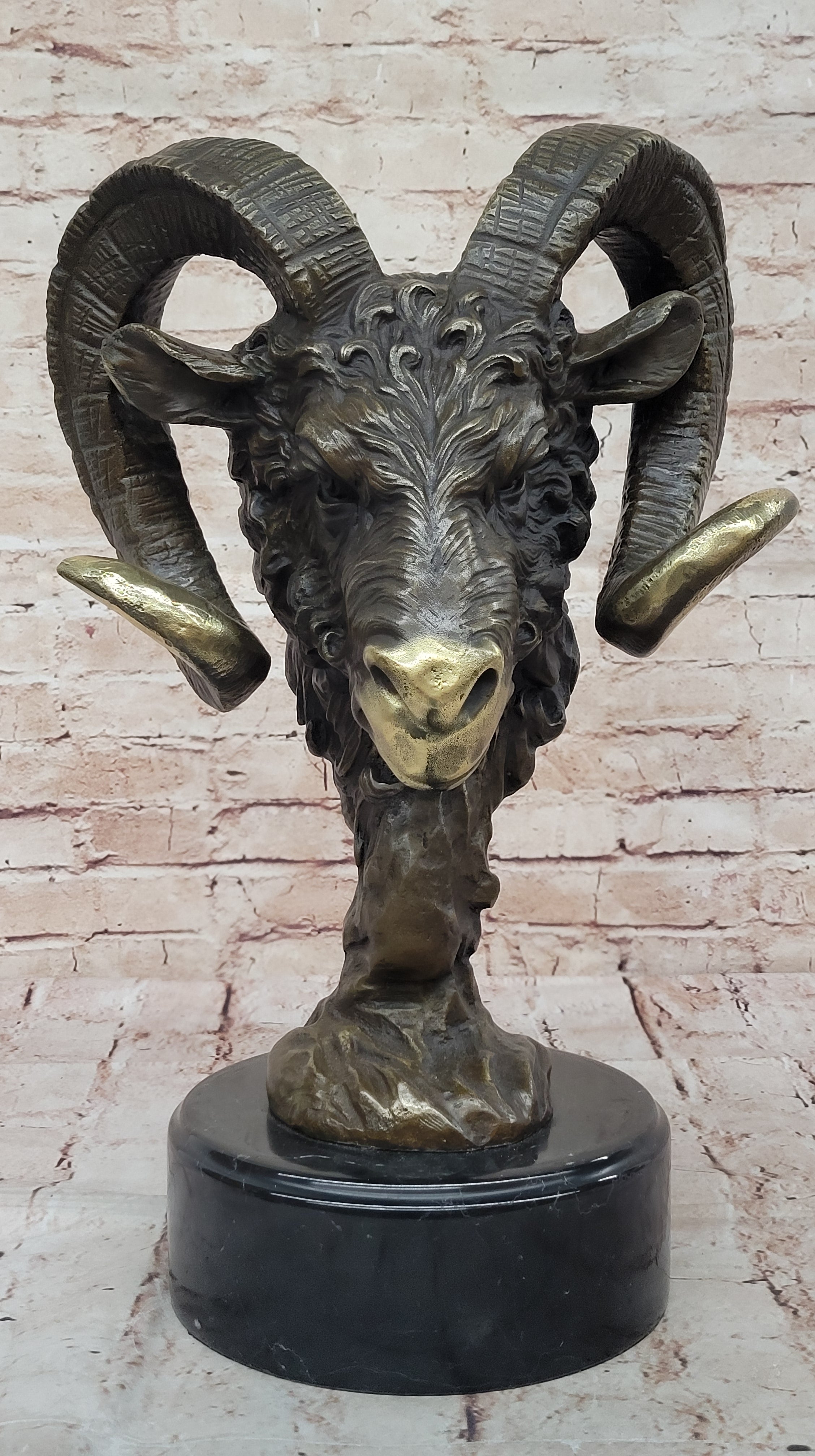 17" Chinese Bronze Wealth Yuanbao Money Animal Sheep Ram Goat Ruyi Ru Yi Statue