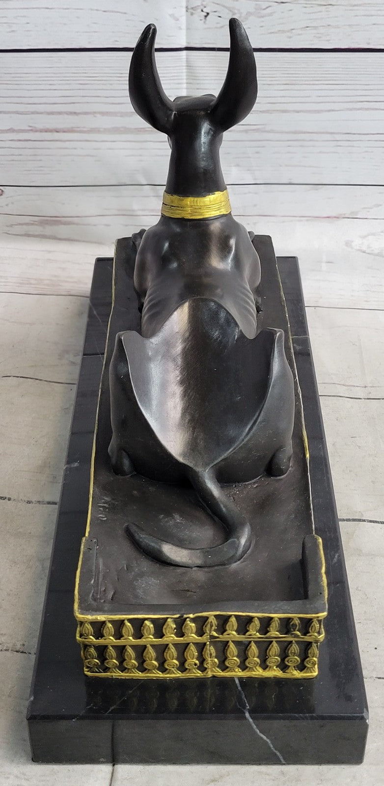 Ancient Egyptian Large Genuine Bronze Anubis Afterlife God on Pedestal Figurine