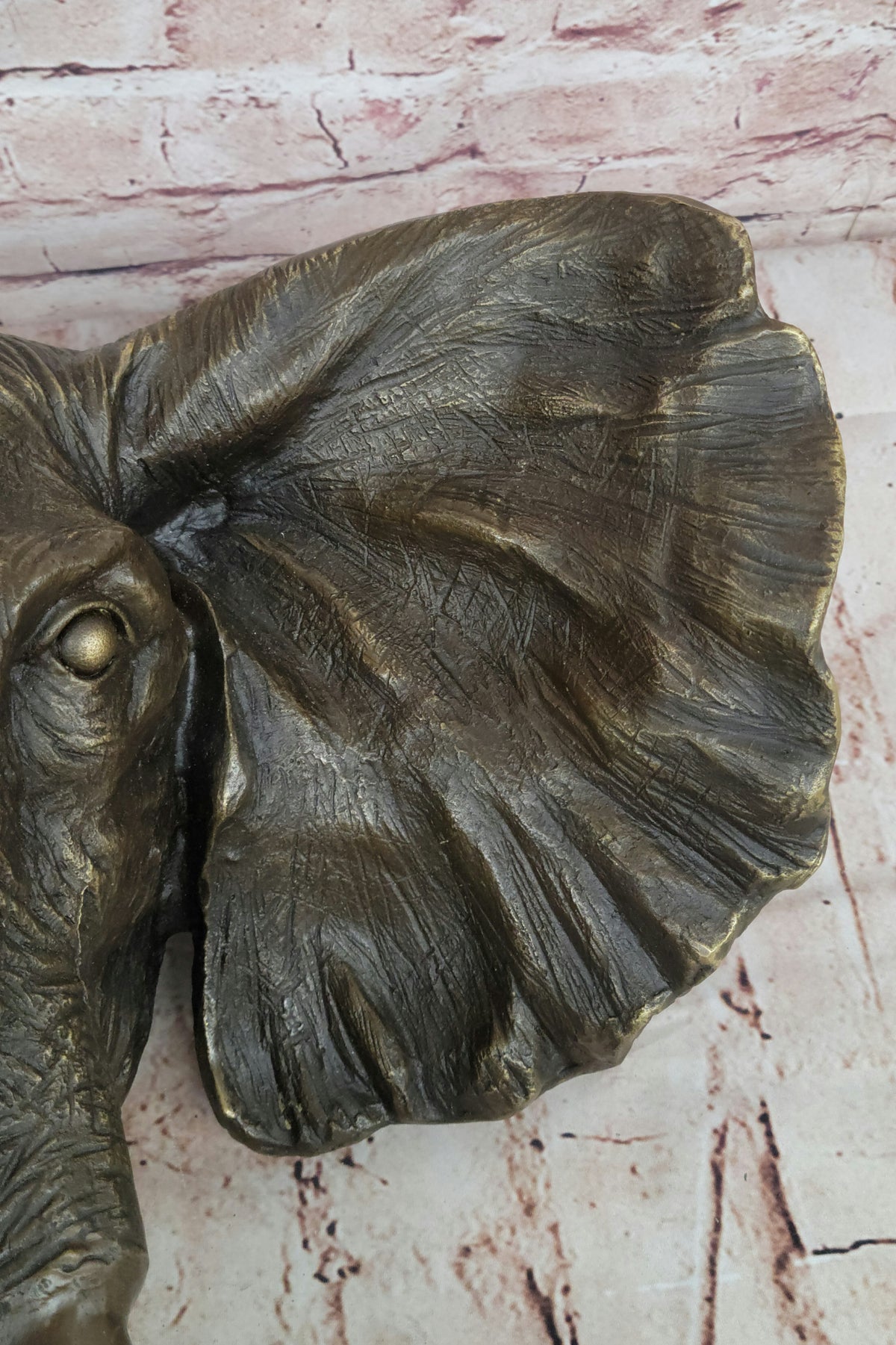 48 CM Western Art Deco Pure Bronze Elephant Hand Made Wall Bust Art Sculpture