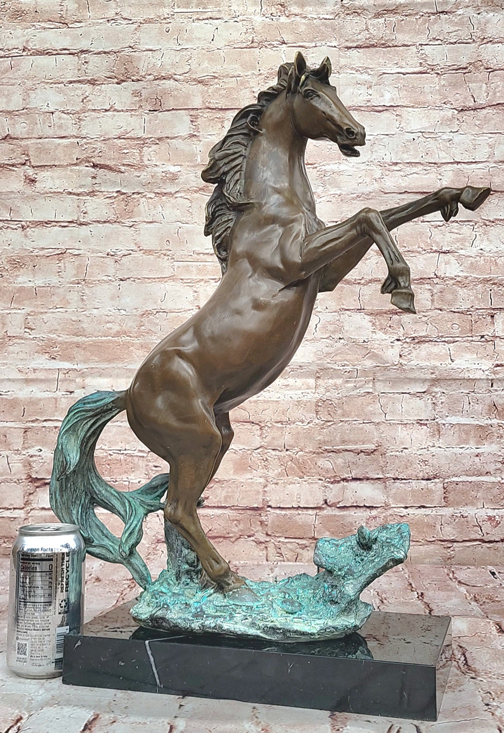 Artistic Rendition: Handcrafted Bronze Rearing Horse Sculpture Statue Lost Wax Art