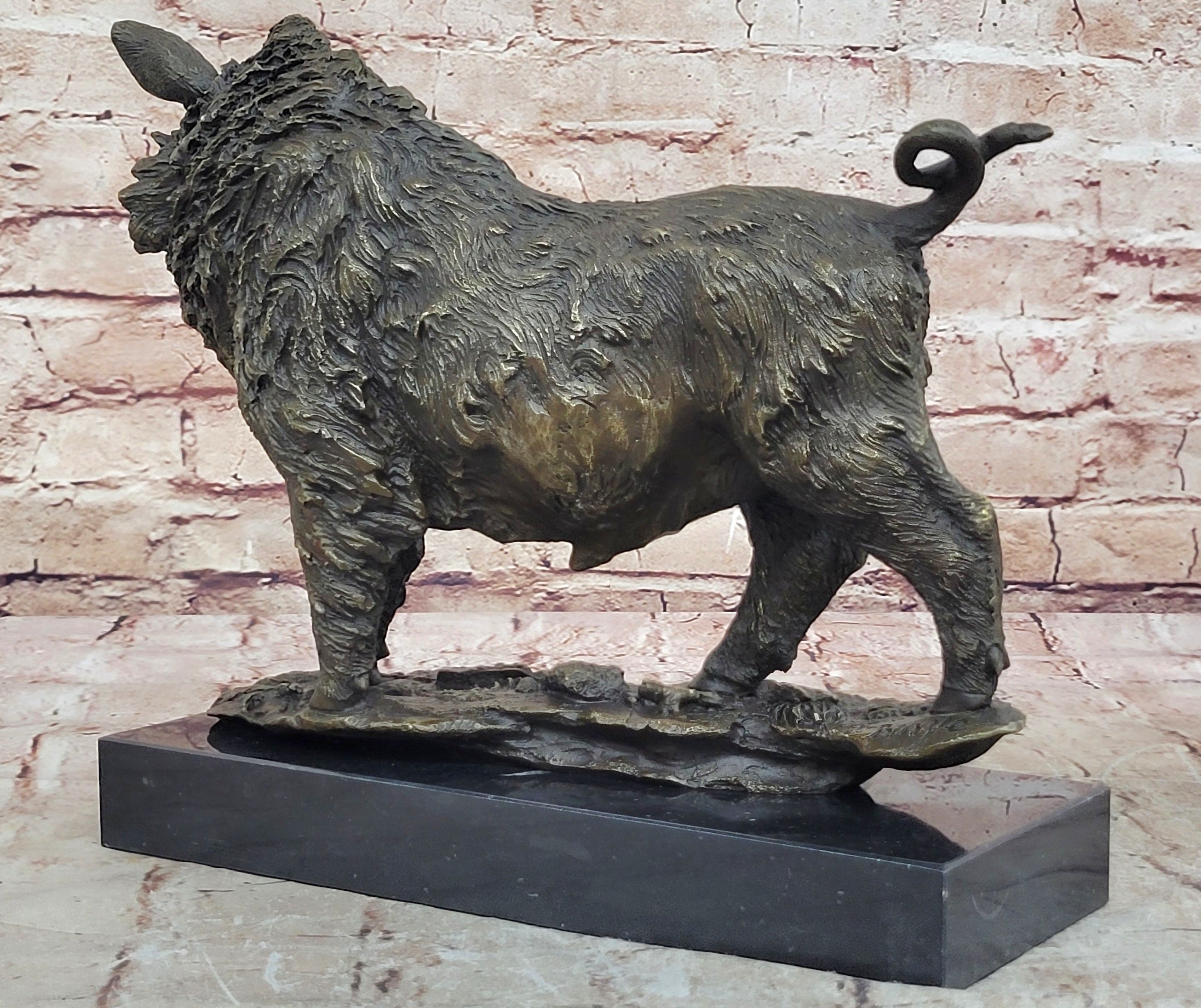 Handcrafted bronze sculpture SALE Bas Marble Deco Art Pig Boar Wild Barye Large