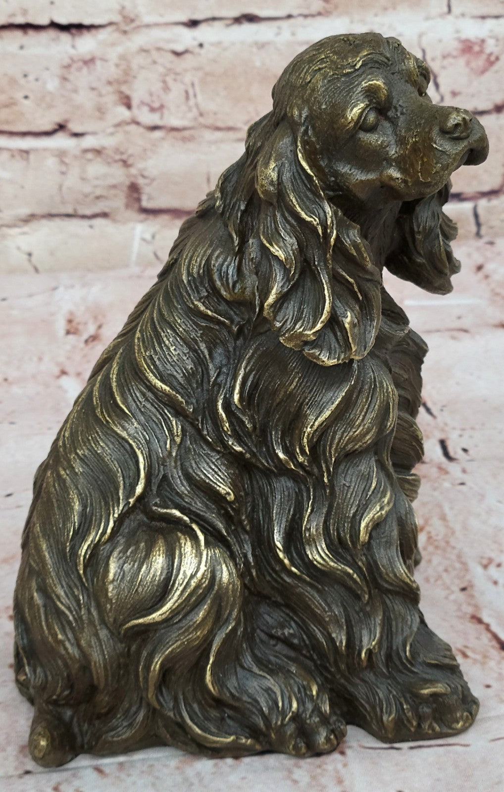 Elegant Bronze Dog Sculpture: Sitting Cocker Spaniel - A Timeless Decorative Ornament