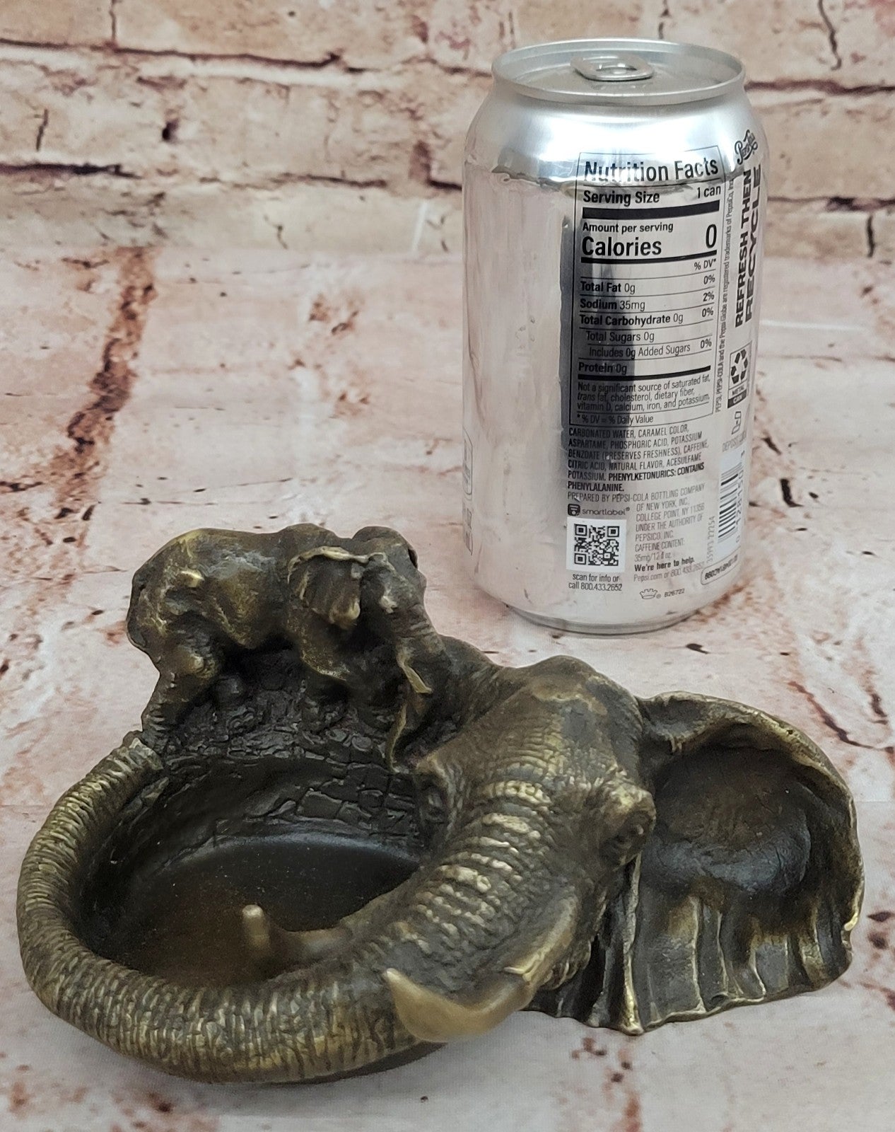Art Deco Brass Bronze Copper  Ashtray With Elephant  Head Home Decor