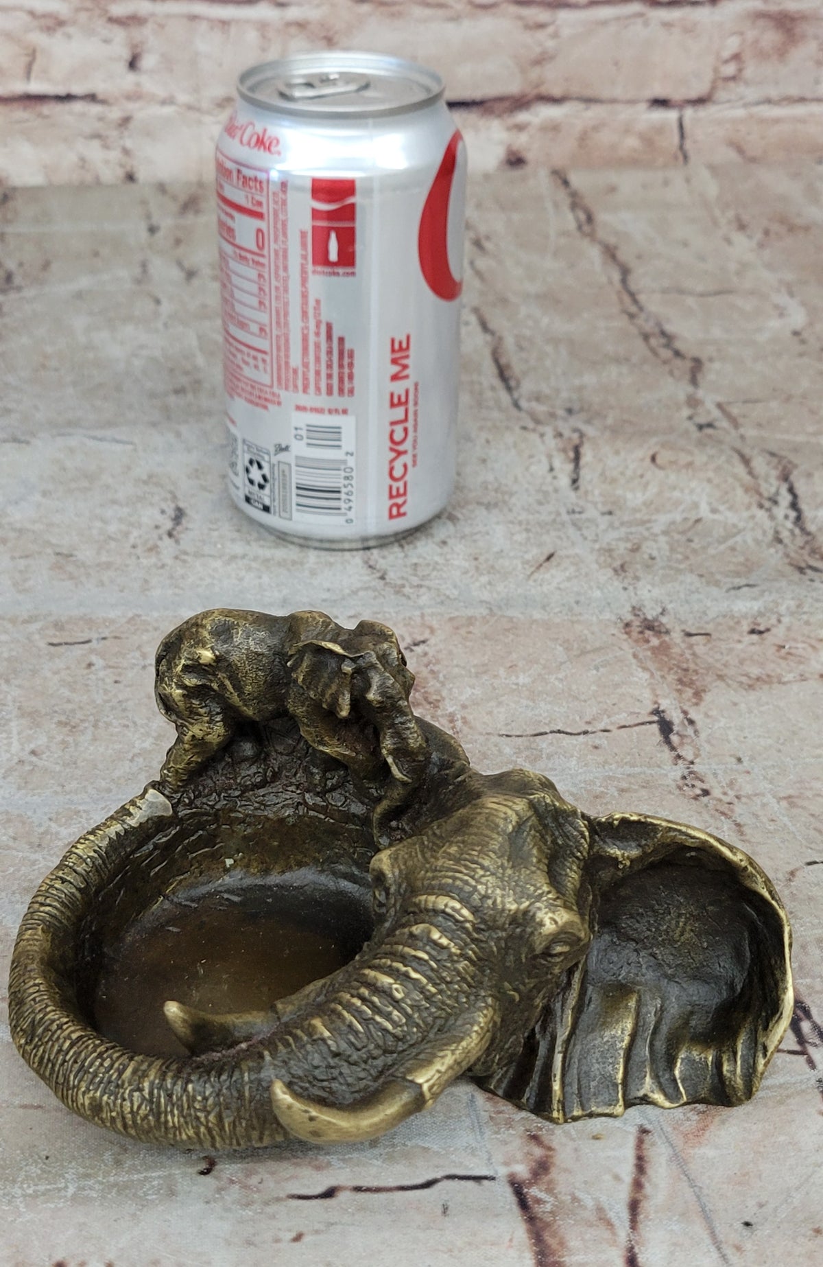 Art Deco Bronze & Copper Elephant Head Sculpture Ashtray