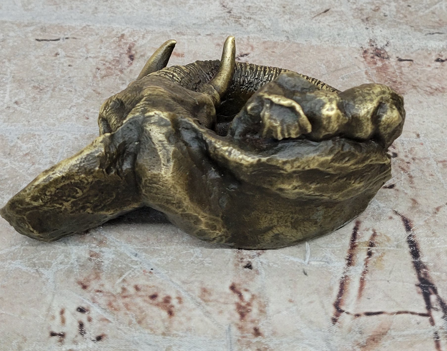 Art Deco Brass Bronze Copper  Ashtray With Elephant  Head Home Decor