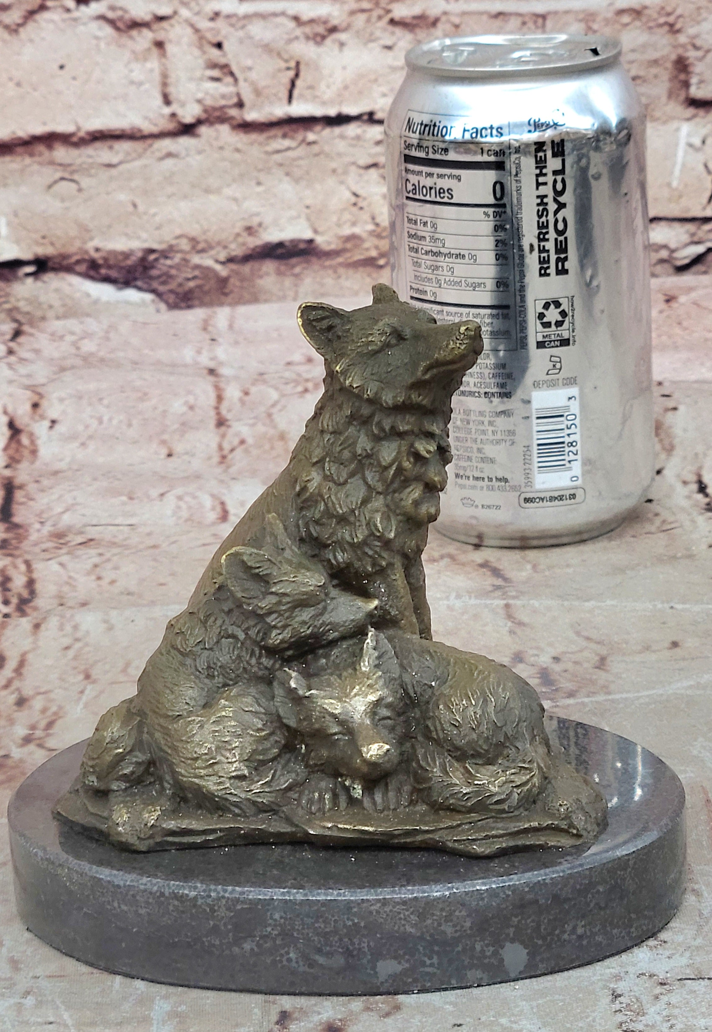 Hybrid Dogs Pack Running Wolves Wildlife Gift Bronze Marble Statue Sculpture