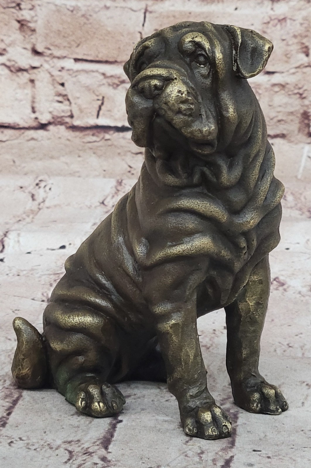 Shar Pei: Hot-Cast Bronze Figurine 6 inches long:: Kitchen & Home Decoration Art