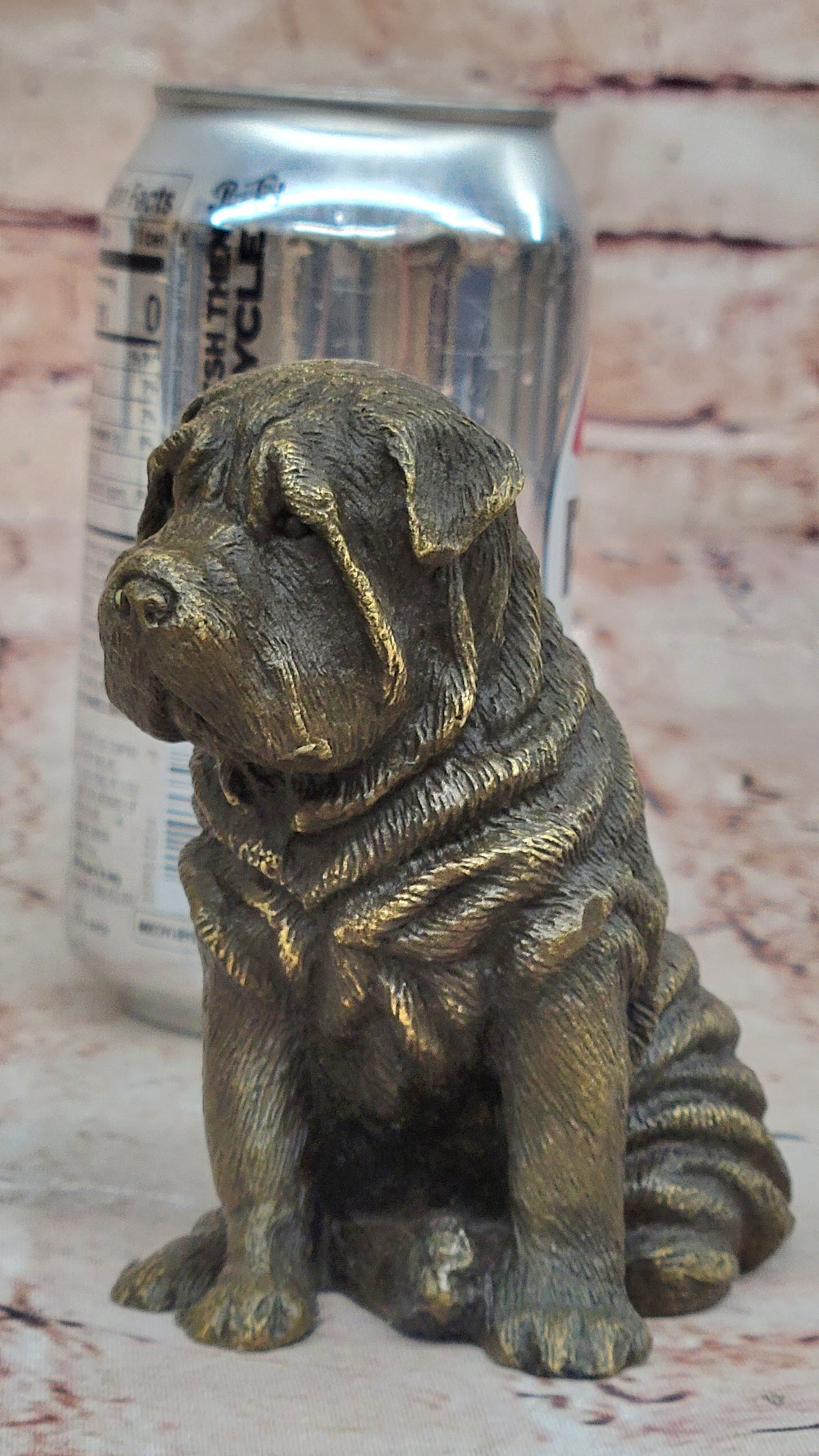 Fine Art Bronze Figurine: Shar Pei Dog - Handcrafted Pet Lover`s Sculpture Artwork