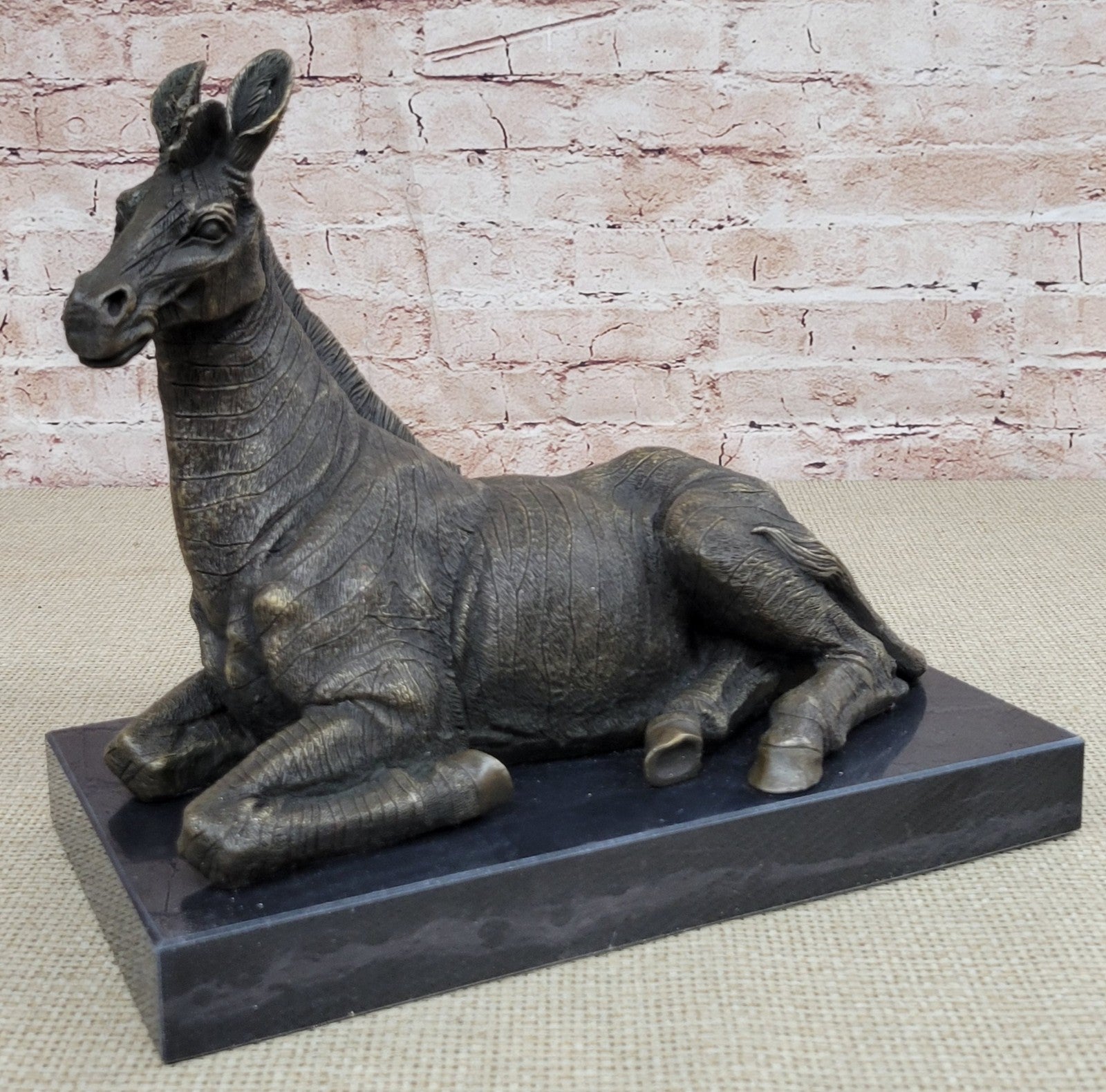 Handcrafted bronze sculpture SALE Decor Base Marble Deco Art Zebra African
