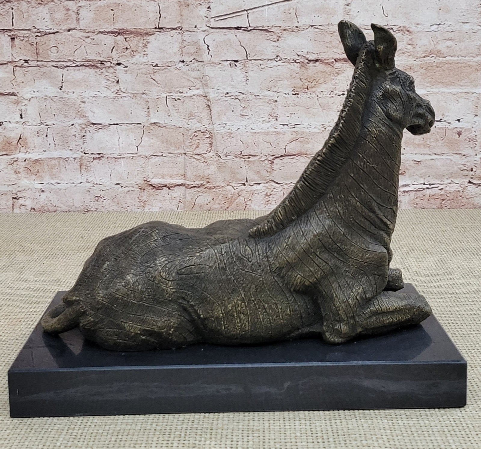 Handcrafted bronze sculpture SALE Decor Base Marble Deco Art Zebra African