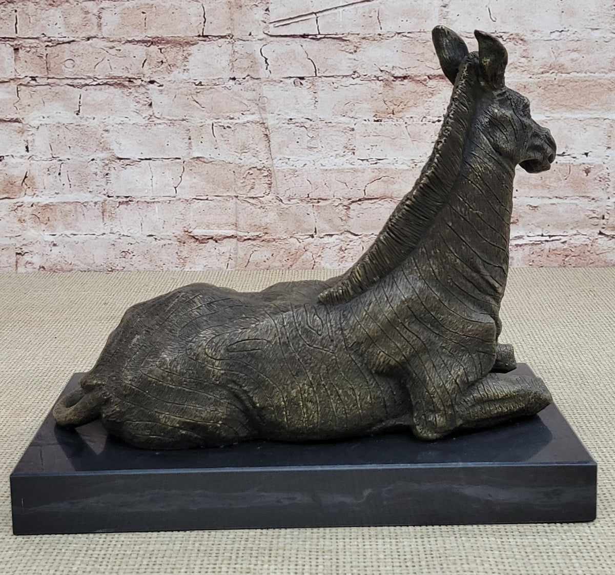 Handcrafted bronze sculpture SALE Decor Base Marble Deco Art Zebra African