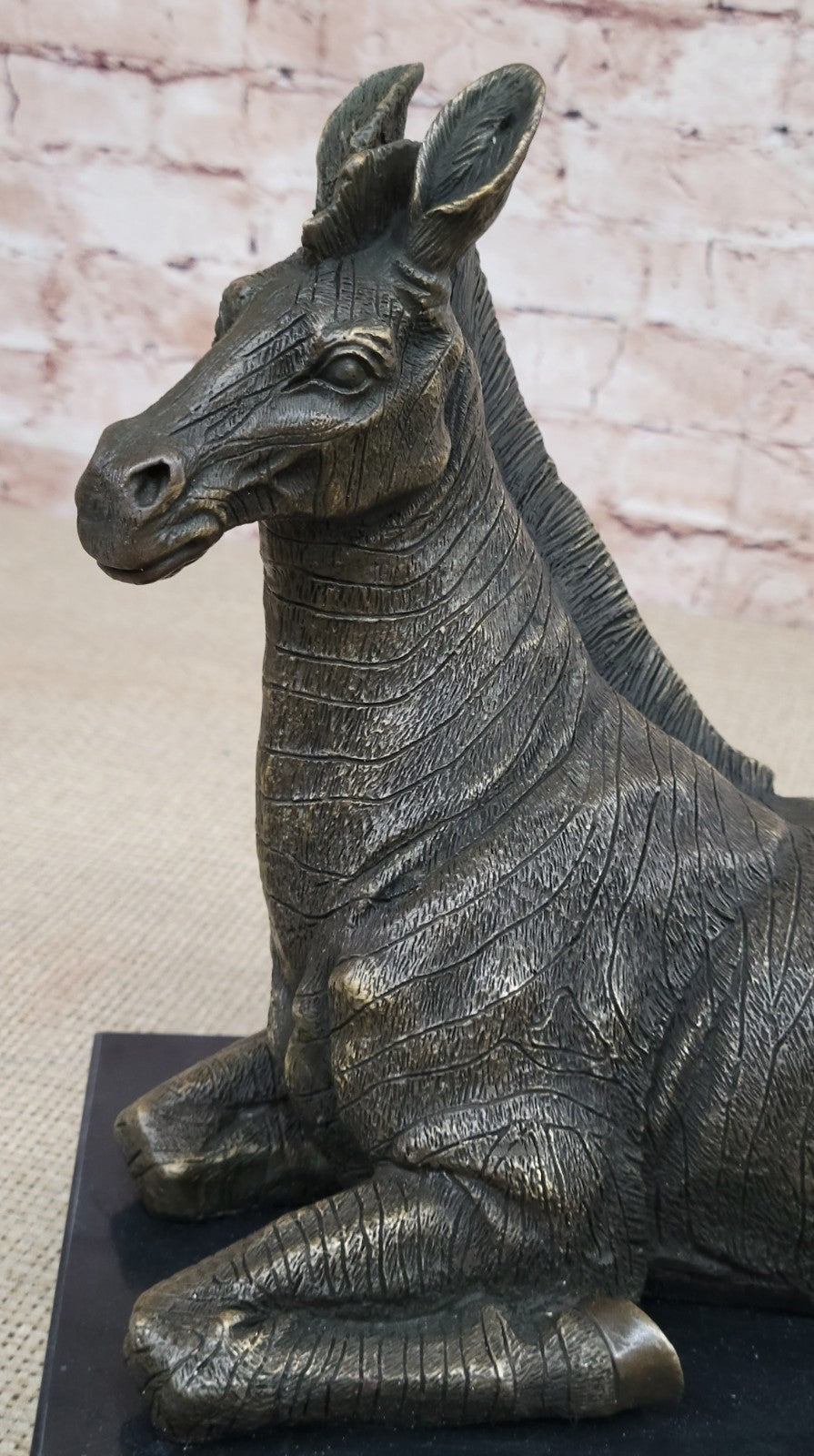Handcrafted bronze sculpture SALE Decor Base Marble Deco Art Zebra African
