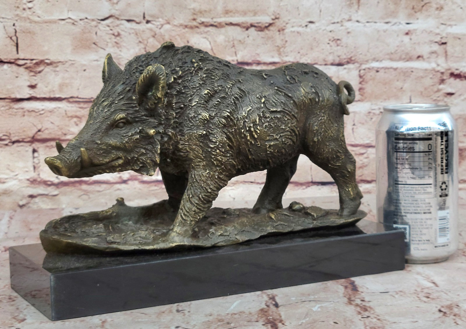 Chinese classic Pure Copper Bronze Carved wild boar Pig Statue Figurine Figure