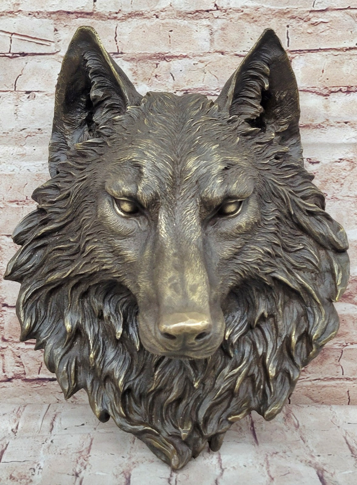 Handcrafted bronze sculpture SALE Signed Original Hot Cast Wolf Head Wall
