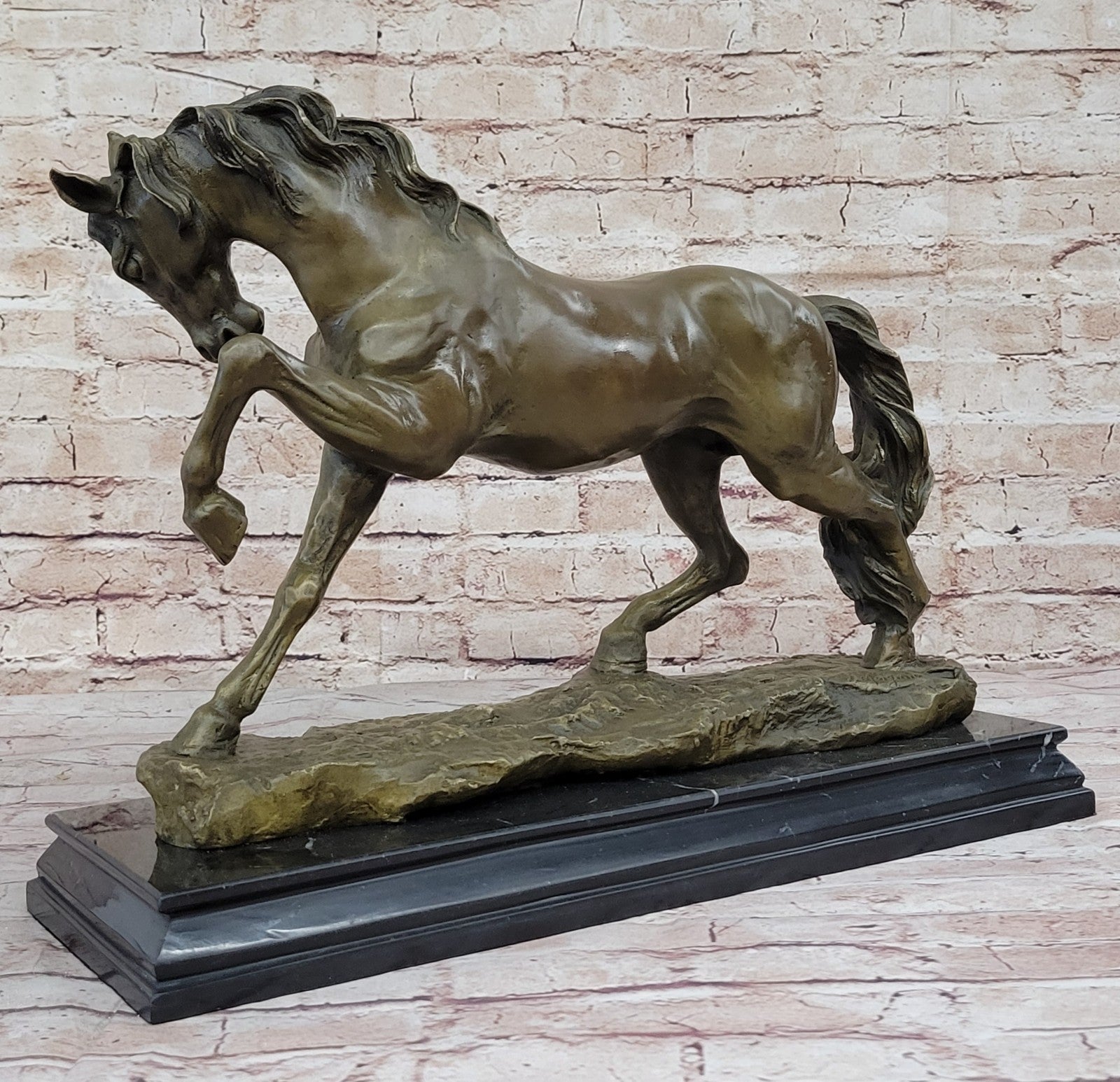 Bronze Sculpture Hand Made by Lost Wax Large 30 Lbs Stallion Horse Figurine deco