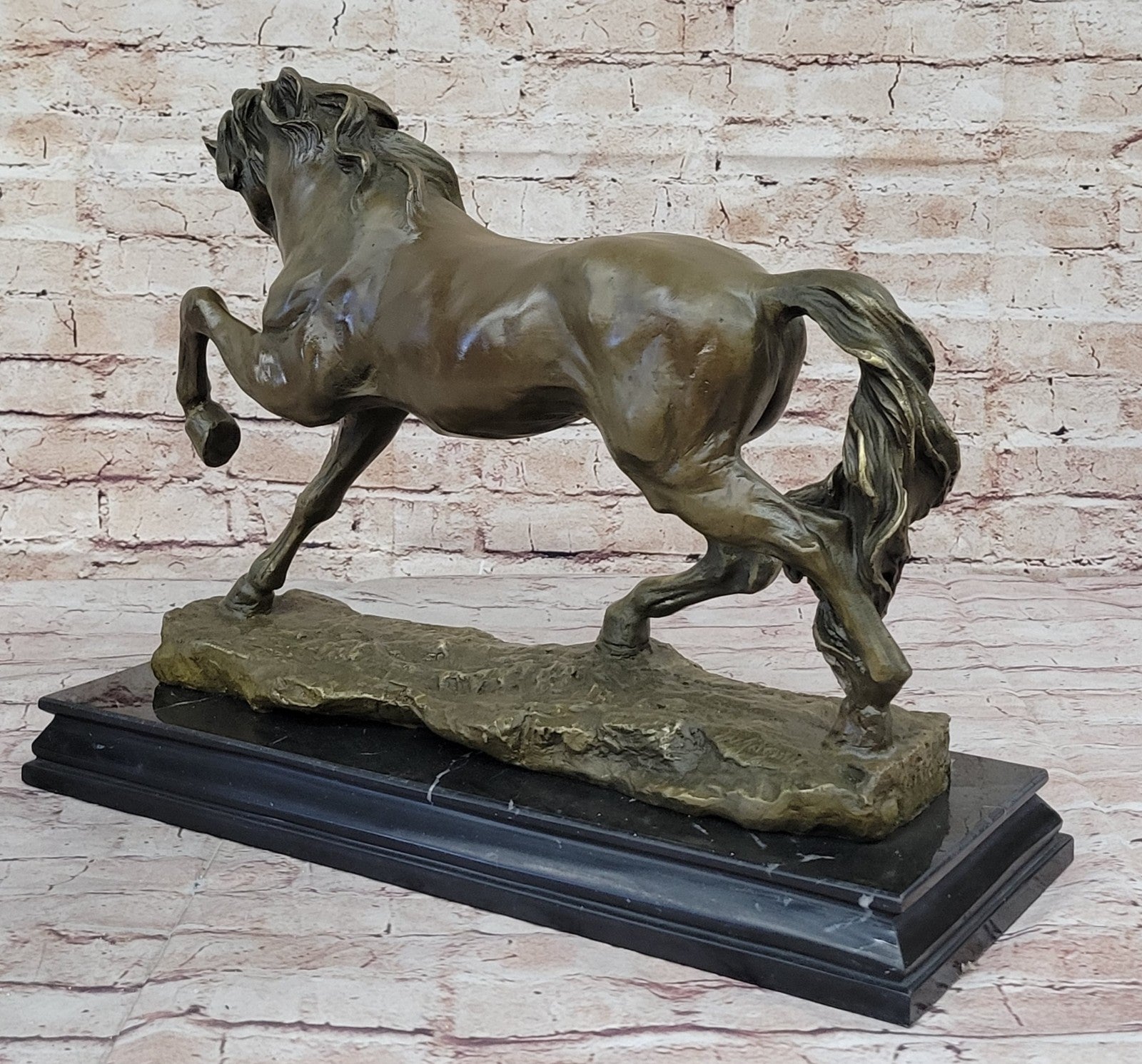 Bronze Sculpture Hand Made by Lost Wax Large 30 Lbs Stallion Horse Figurine deco
