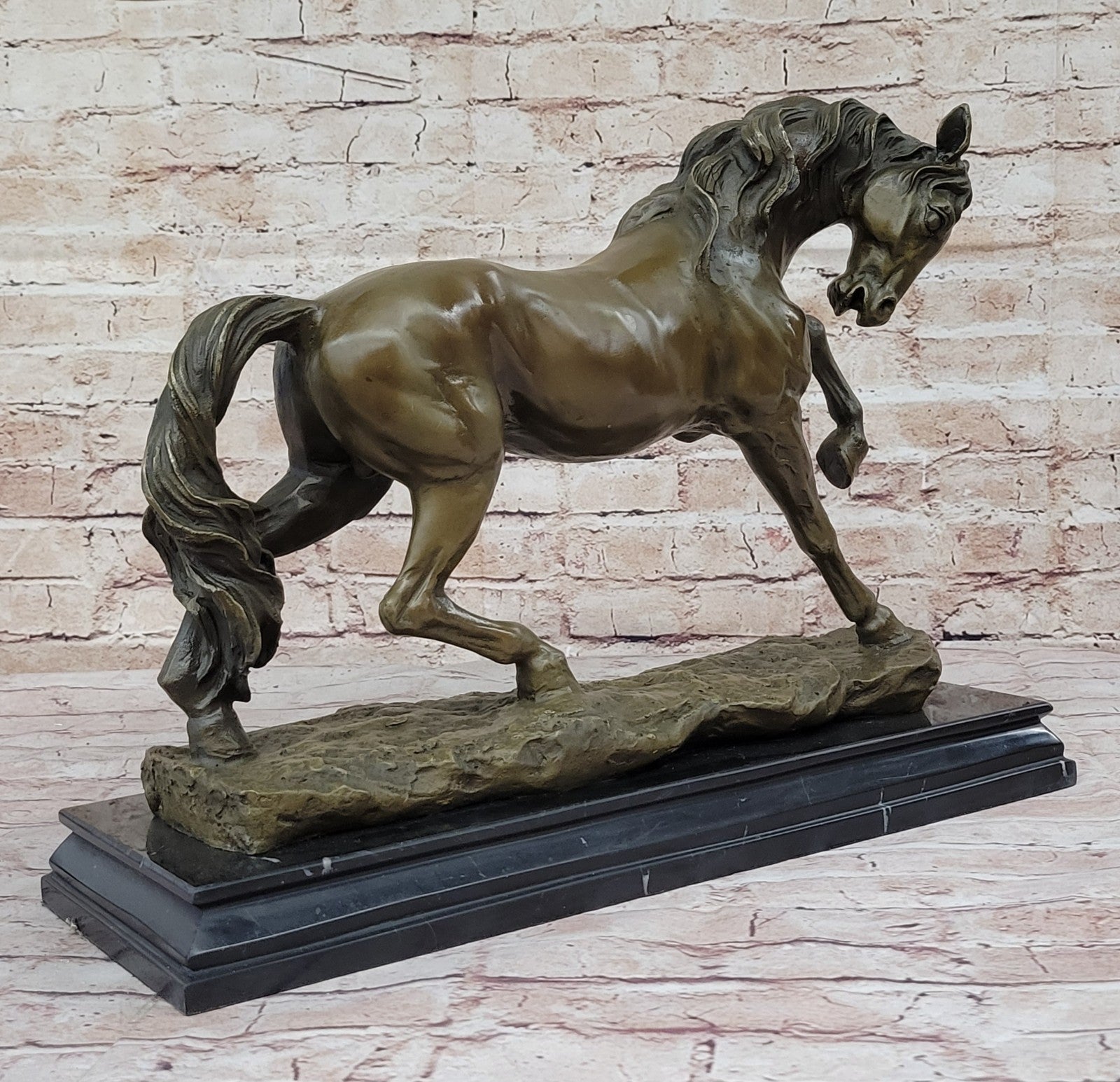 Bronze Sculpture Hand Made by Lost Wax Large 30 Lbs Stallion Horse Figurine deco