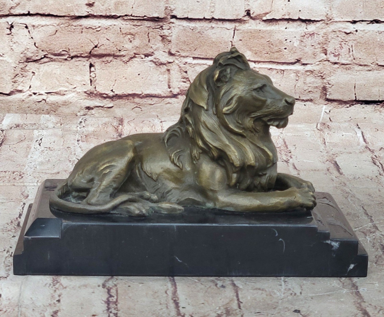 Hot Cast Hand Crafted African Lion Roaring Bronze Sculpture Classic Wildlife NR