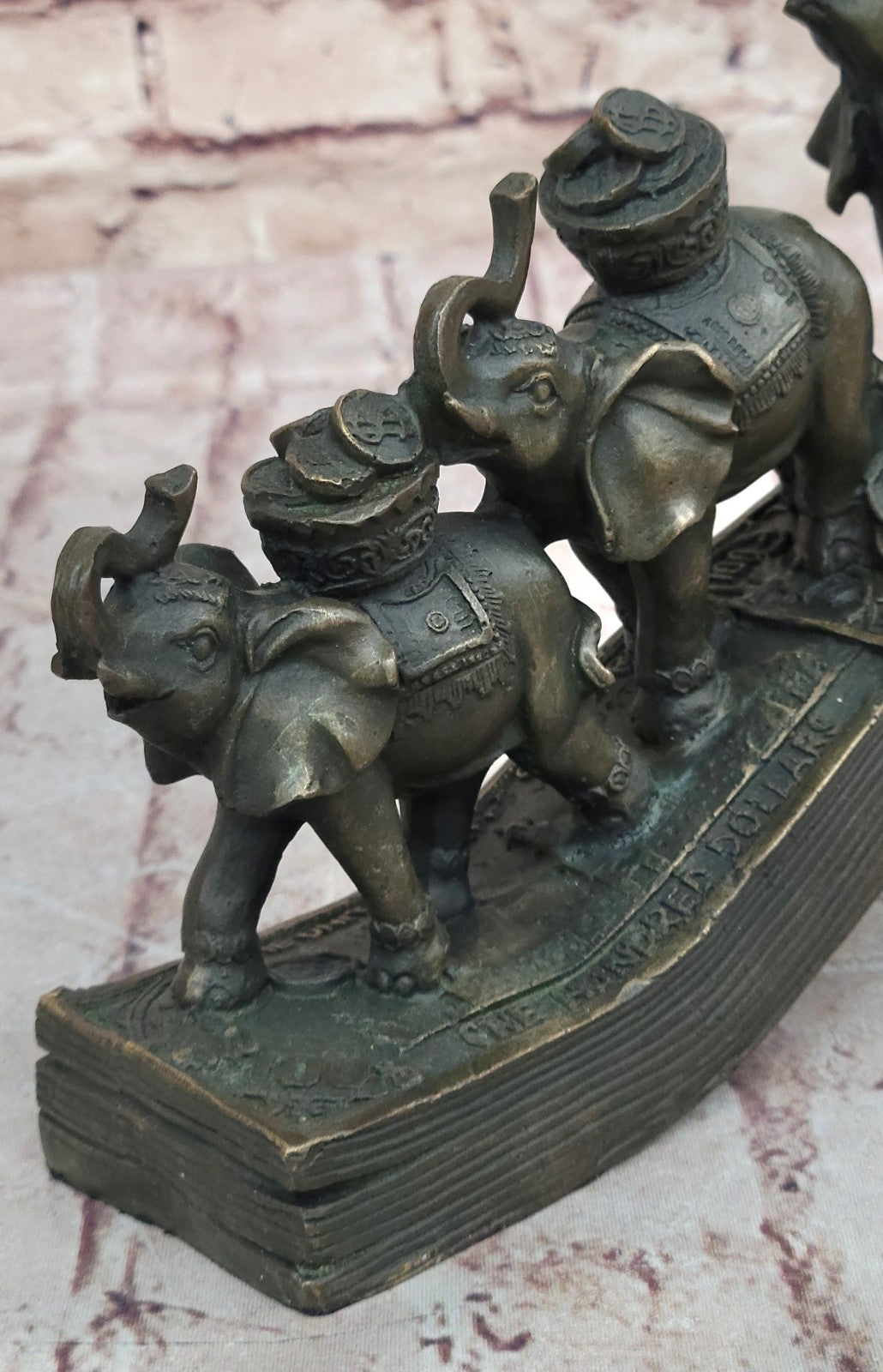 Art Deco Pack of Elephant Sign of Prosperity and Luck Bronze Sculpture Statue