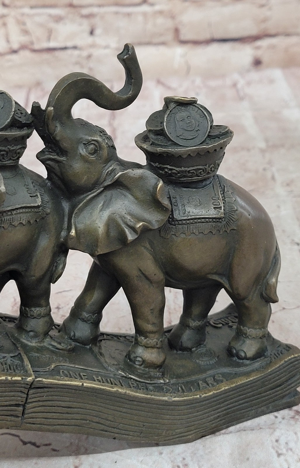 Art Deco Pack of Elephant Sign of Prosperity and Luck Bronze Sculpture Statue