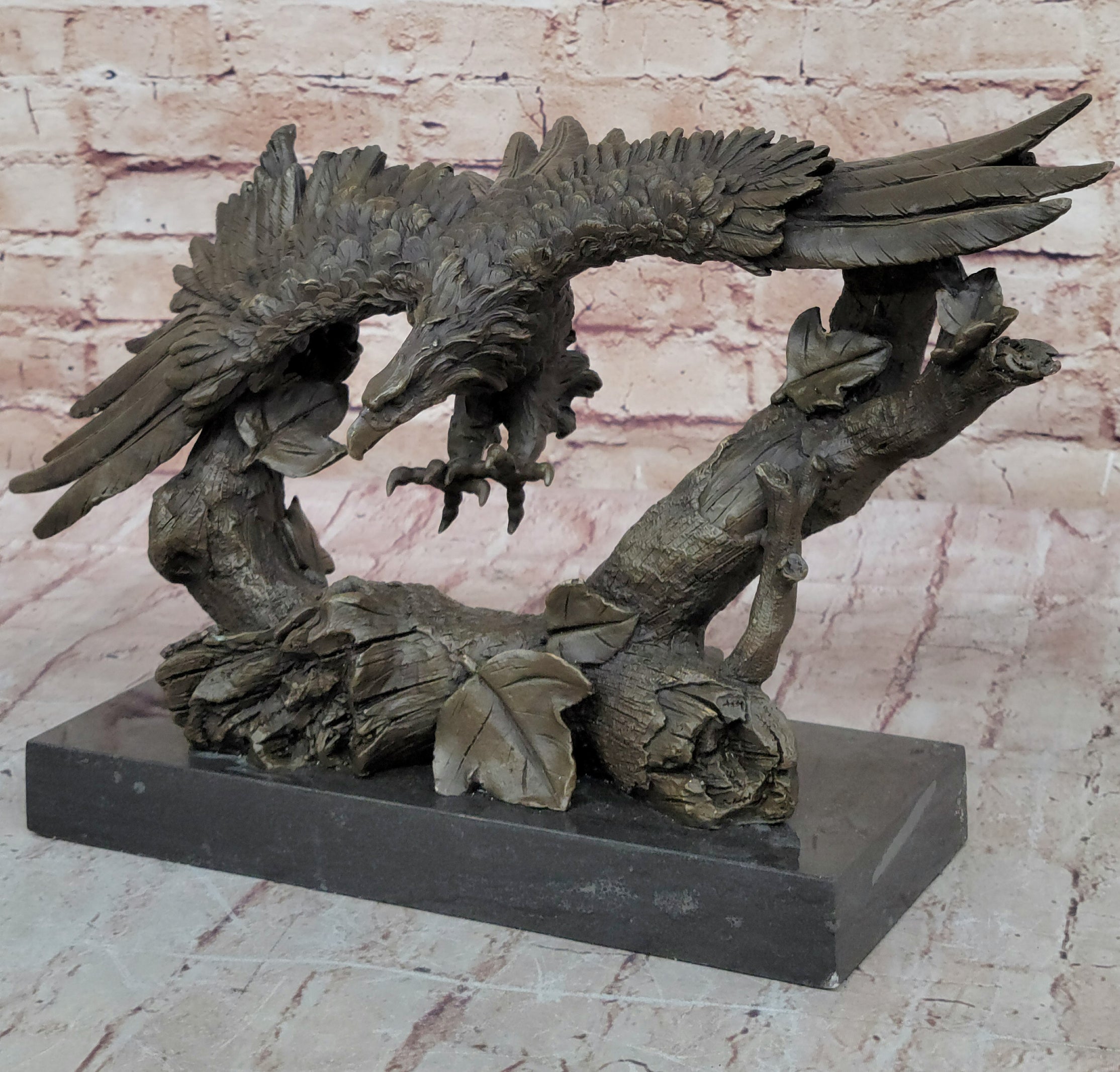 Large Flying Eagle statue Bird Eagle Spread wing Bronze Sculpture, Signed:Milo