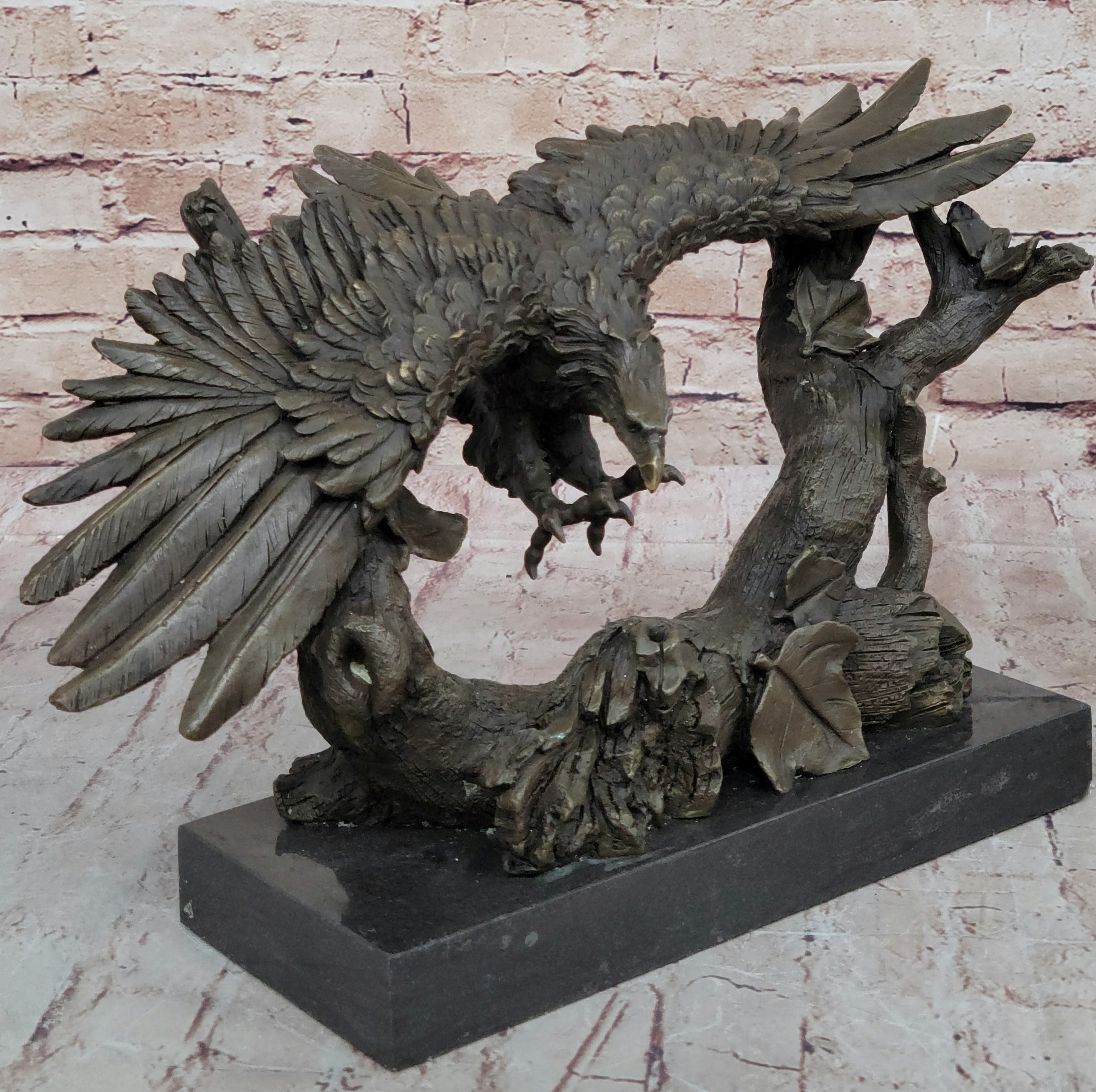 Large Flying Eagle statue Bird Eagle Spread wing Bronze Sculpture, Signed:Milo