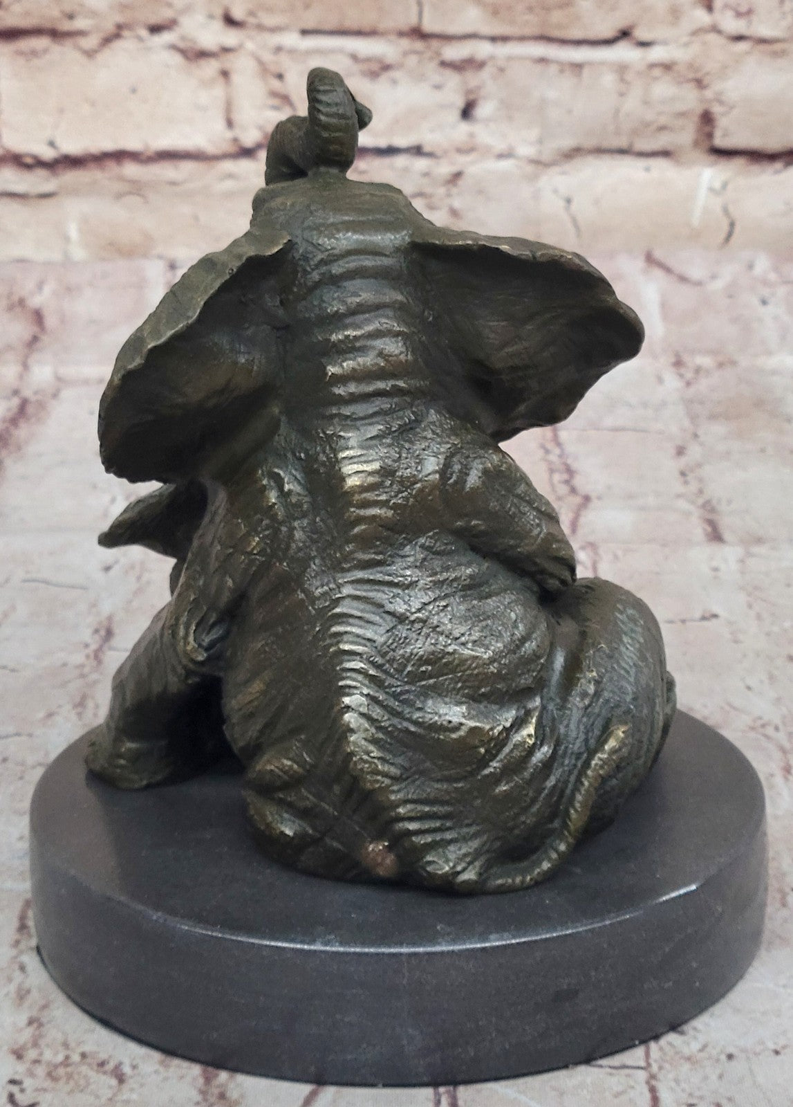 Handcrafted bronze sculpture SALE Decor Cub With Elephant Mother Laughing Gift