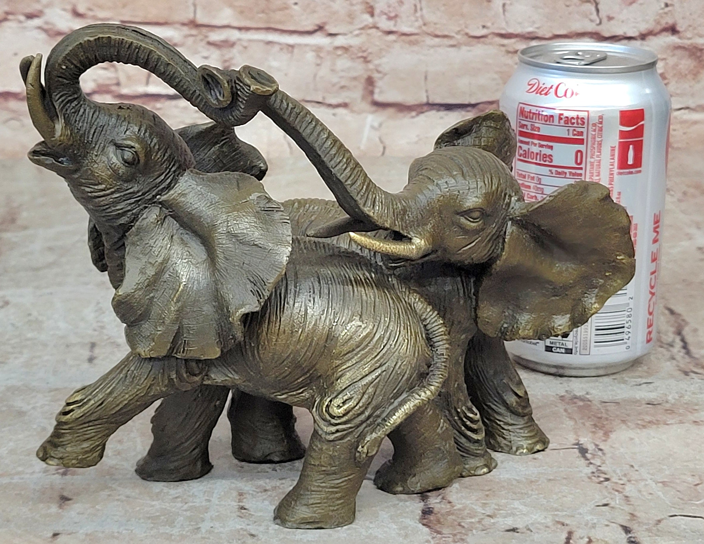 Elephant Family Bronze Sculpture Figurine Art Statue Decor Deco Hot Cast Figur