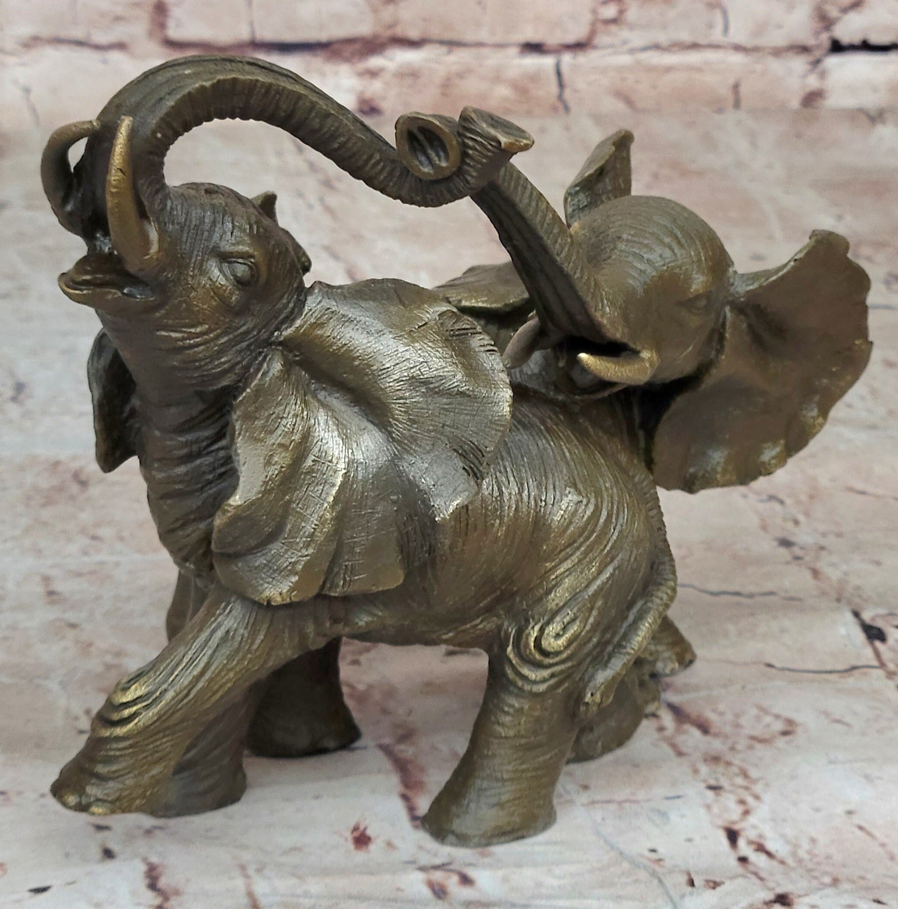 Elephant Family Bronze Sculpture Figurine Art Statue Decor Deco Hot Cast Figur