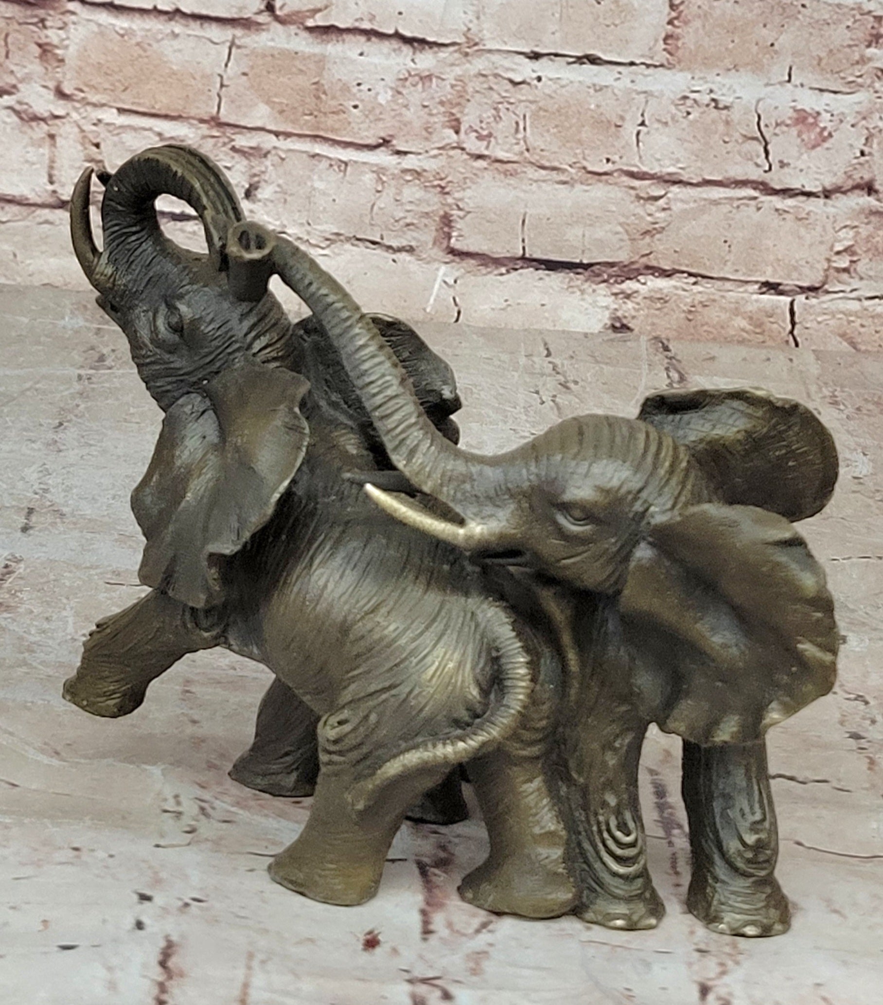 Elephant Family Bronze Sculpture Figurine Art Statue Decor Deco Hot Cast Figur