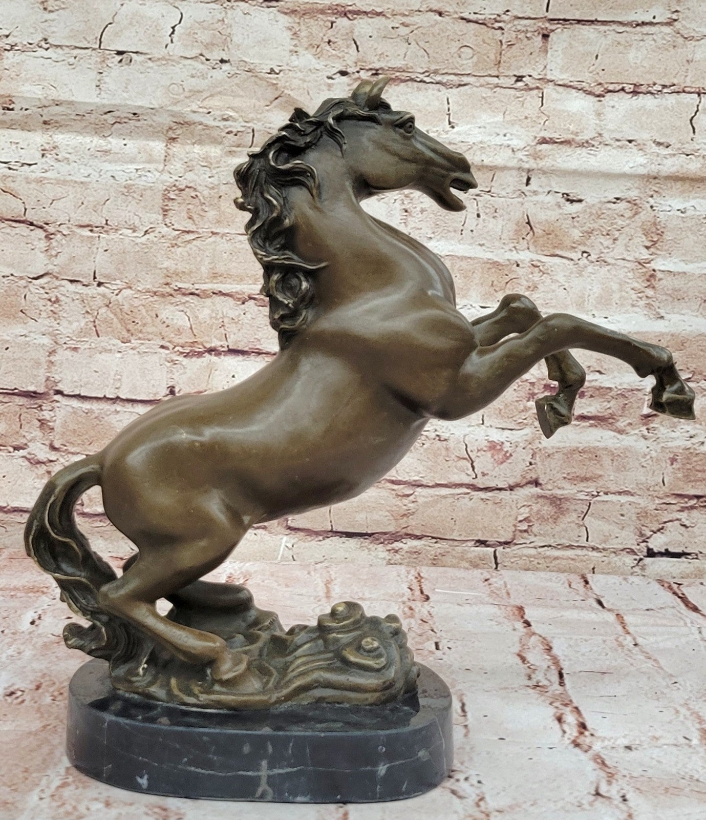 Large P.J Mene Rearing Horse Bronze Sculpture Modern Art Marble Base Figure NR