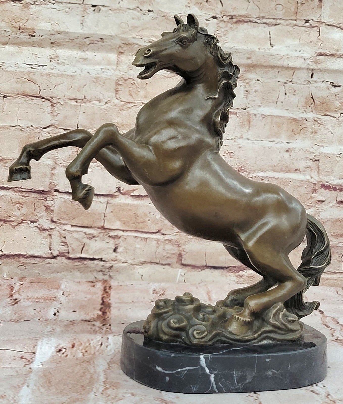 Large P.J Mene Rearing Horse Bronze Sculpture Modern Art Marble Base Figure NR