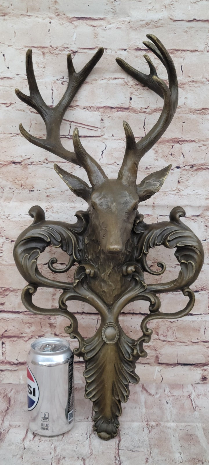 Signed Original Life Size Elk Head Bust Bronze Figurine Sculpture Cabin Decor