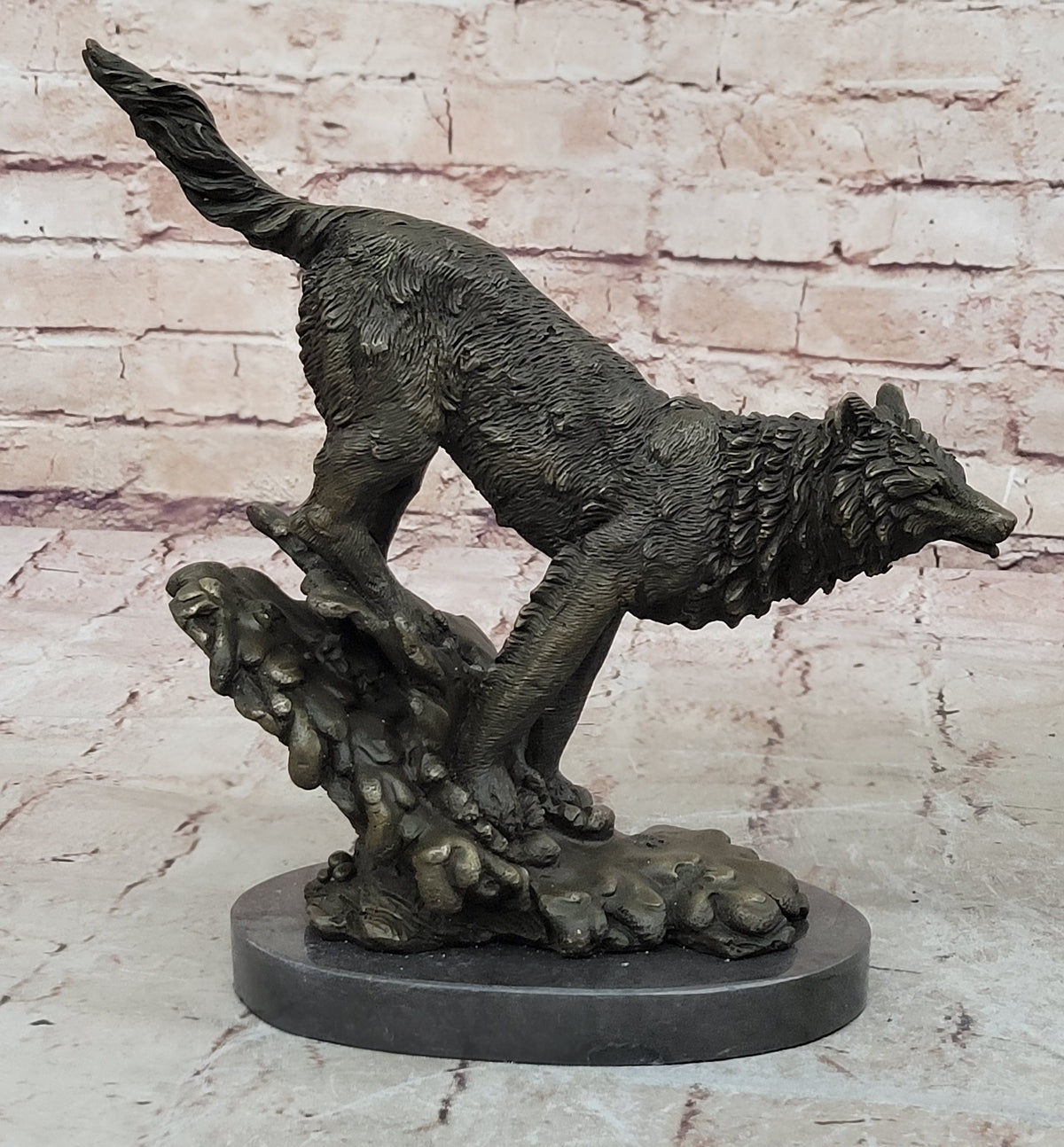 Bronze Whining Wolf Sculpture Dog Breed AKC Wolves Balto Coyote Native American